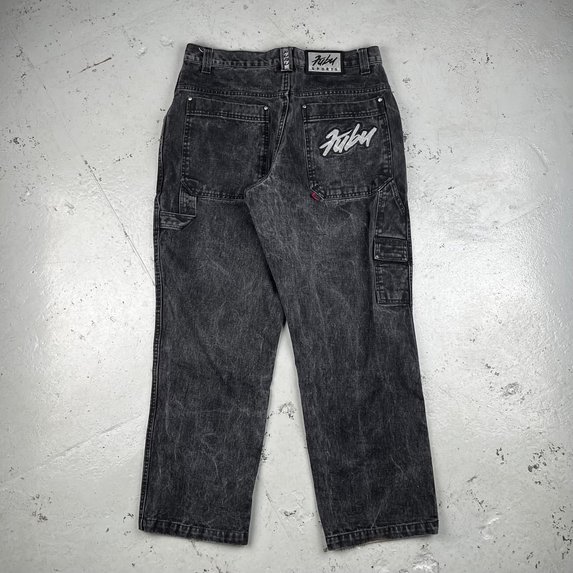 빈티지 Fubu 더 콜렉션 리플렉팅 로고 배기 데님 카펜터팬츠 블랙 상품이미지3