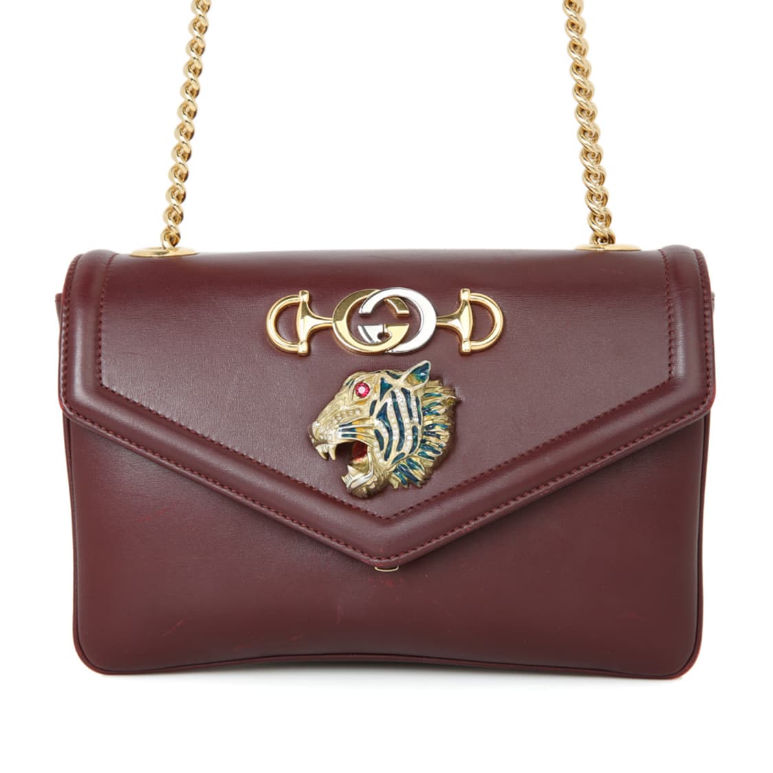 구찌 주미 타이거 체인 크로스 미니숄더백 버건디 537243 상품이미지1