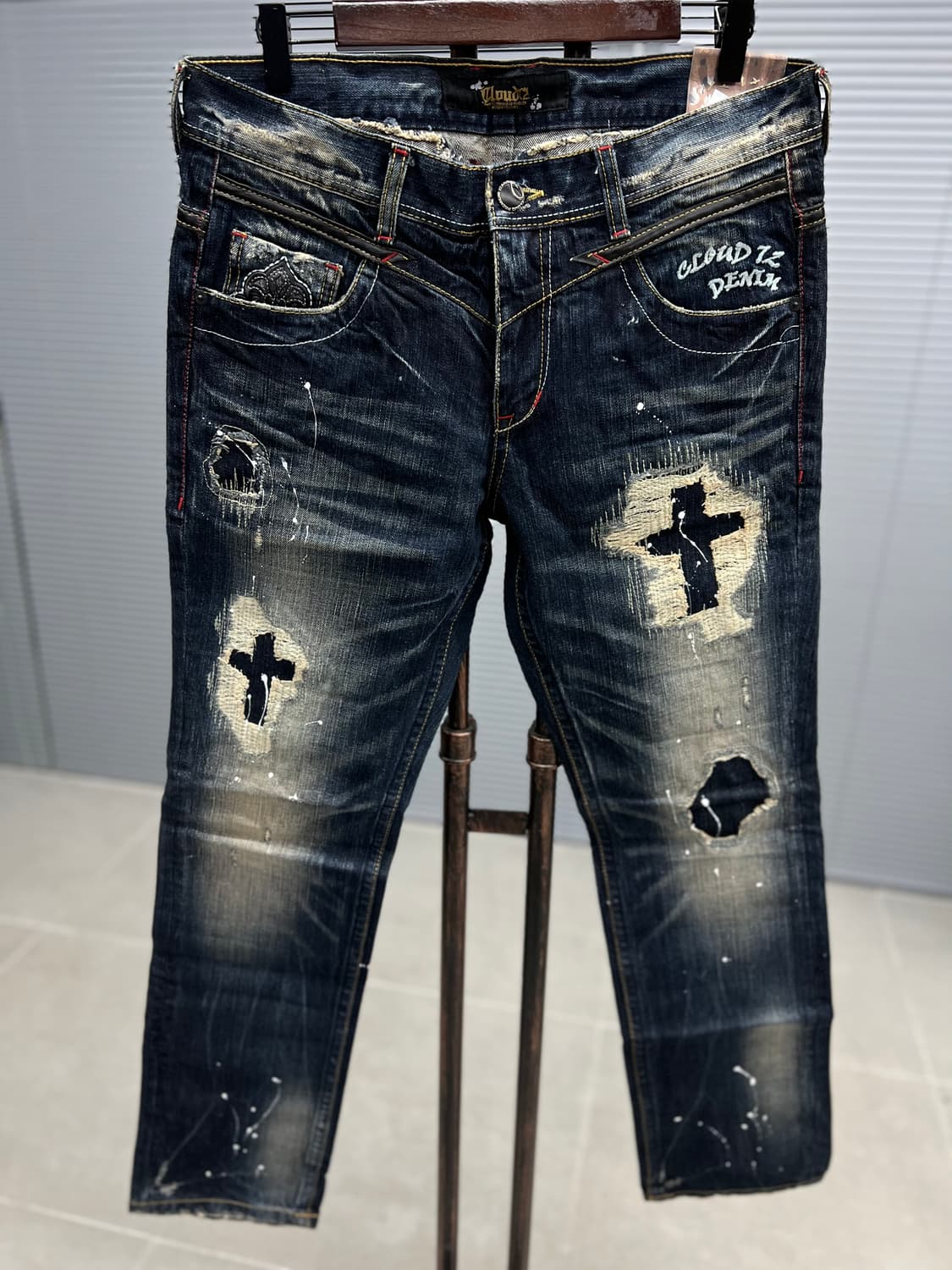 페인팅 포켓자수 워싱진 상품이미지2