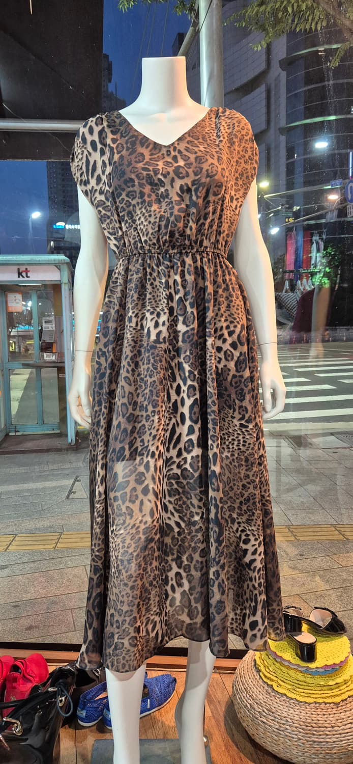 호피무늬 롱원피스 55 66 상품이미지1
