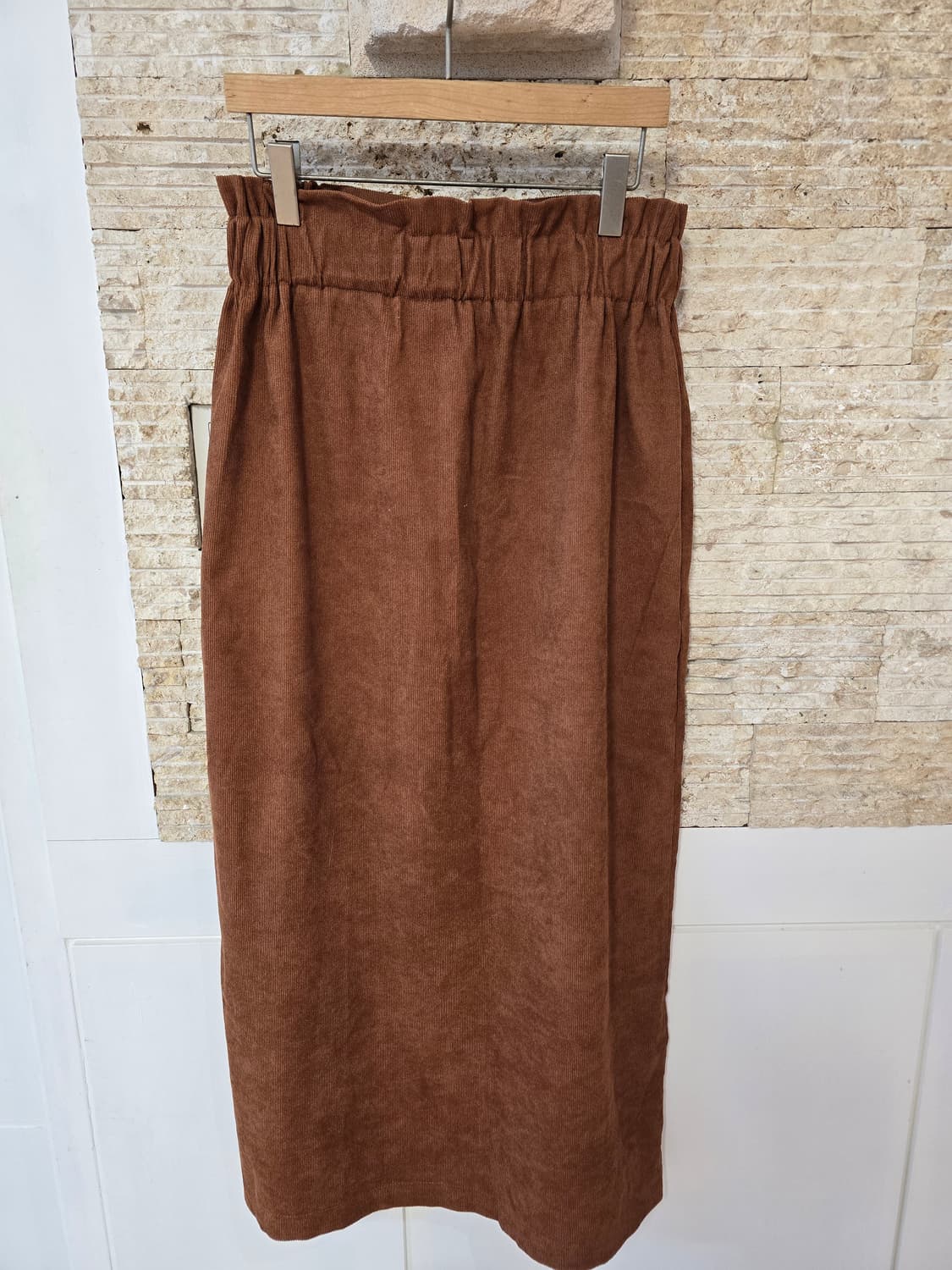 쉬인(SHEIN) 코듀로이 롱 스커트 M 브라운 상품이미지2
