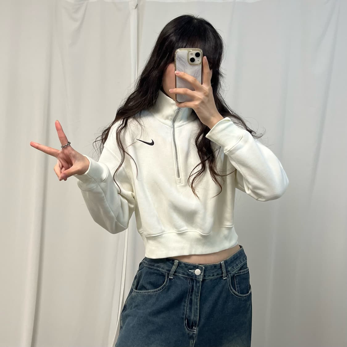 Nike ivory half-zip sweatshirt 상품이미지2