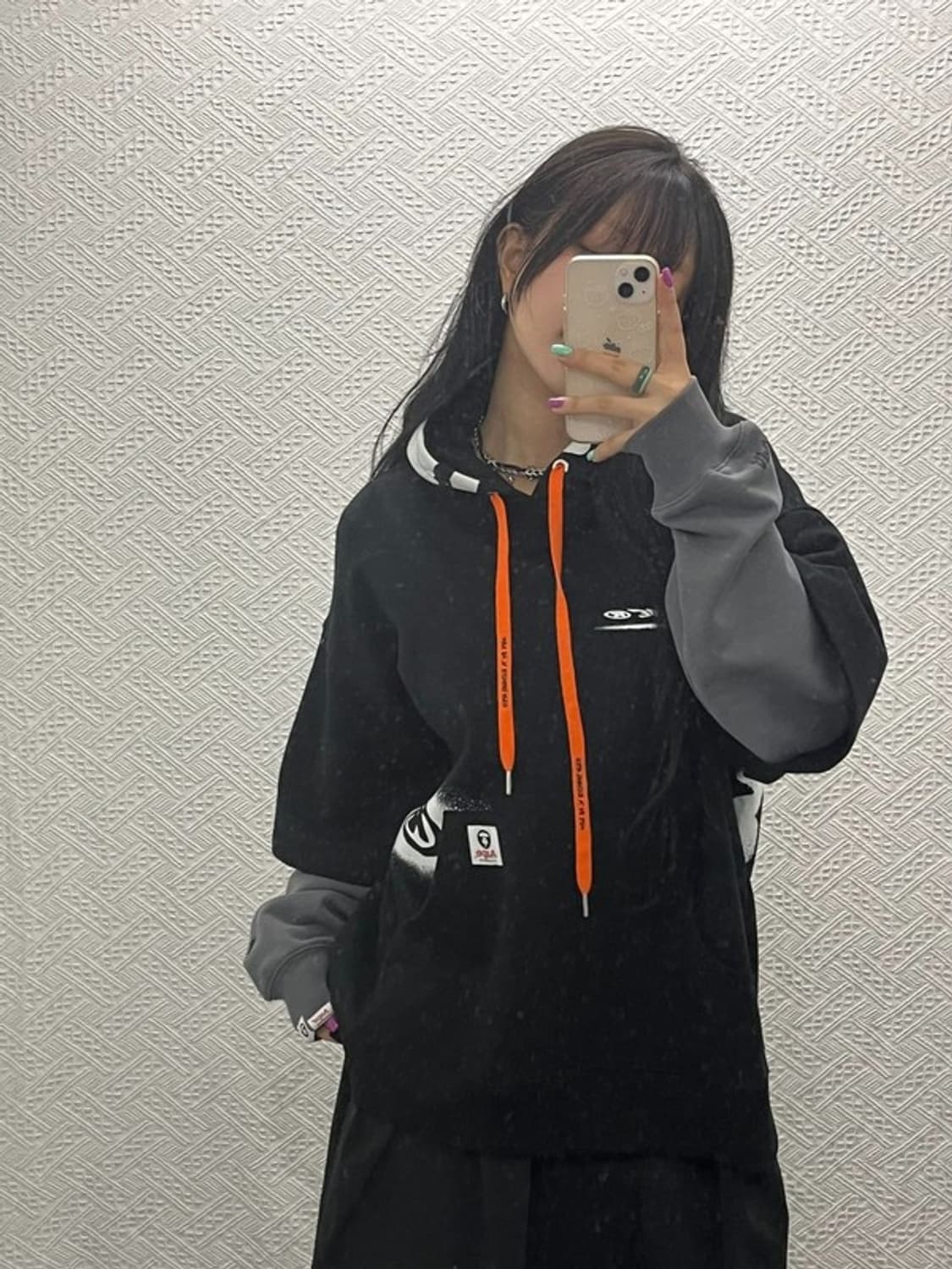 베이프 에이프 심볼리즘 스트릿 힙합 레이어드 후드티 M C06703 상품이미지2