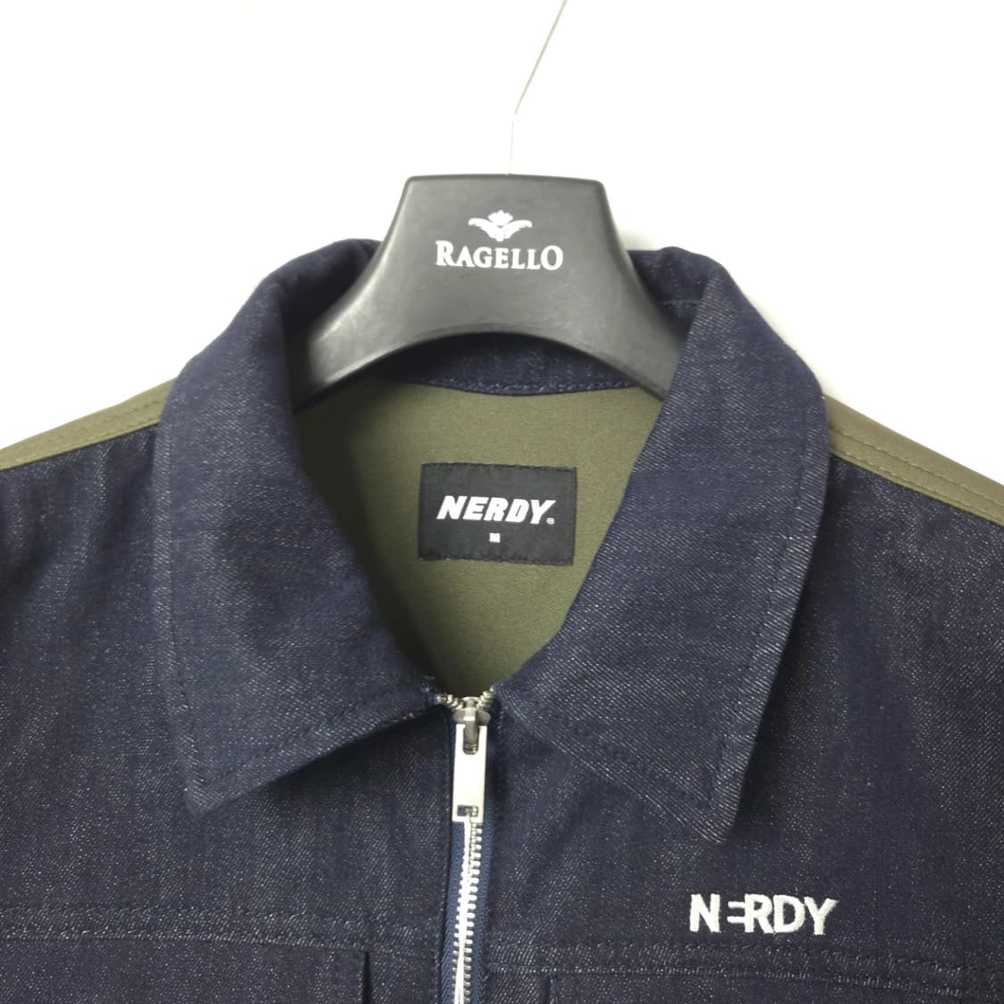 새상품) 여S-M 널디 데님 믹스 트랙탑 져지 자켓 상품이미지3