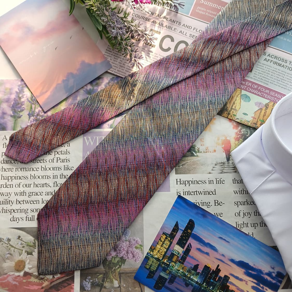 미쏘니 실크 멀티 스트라이프 웨이브 넥타이 8.9cm B등급 A18764 상품이미지3