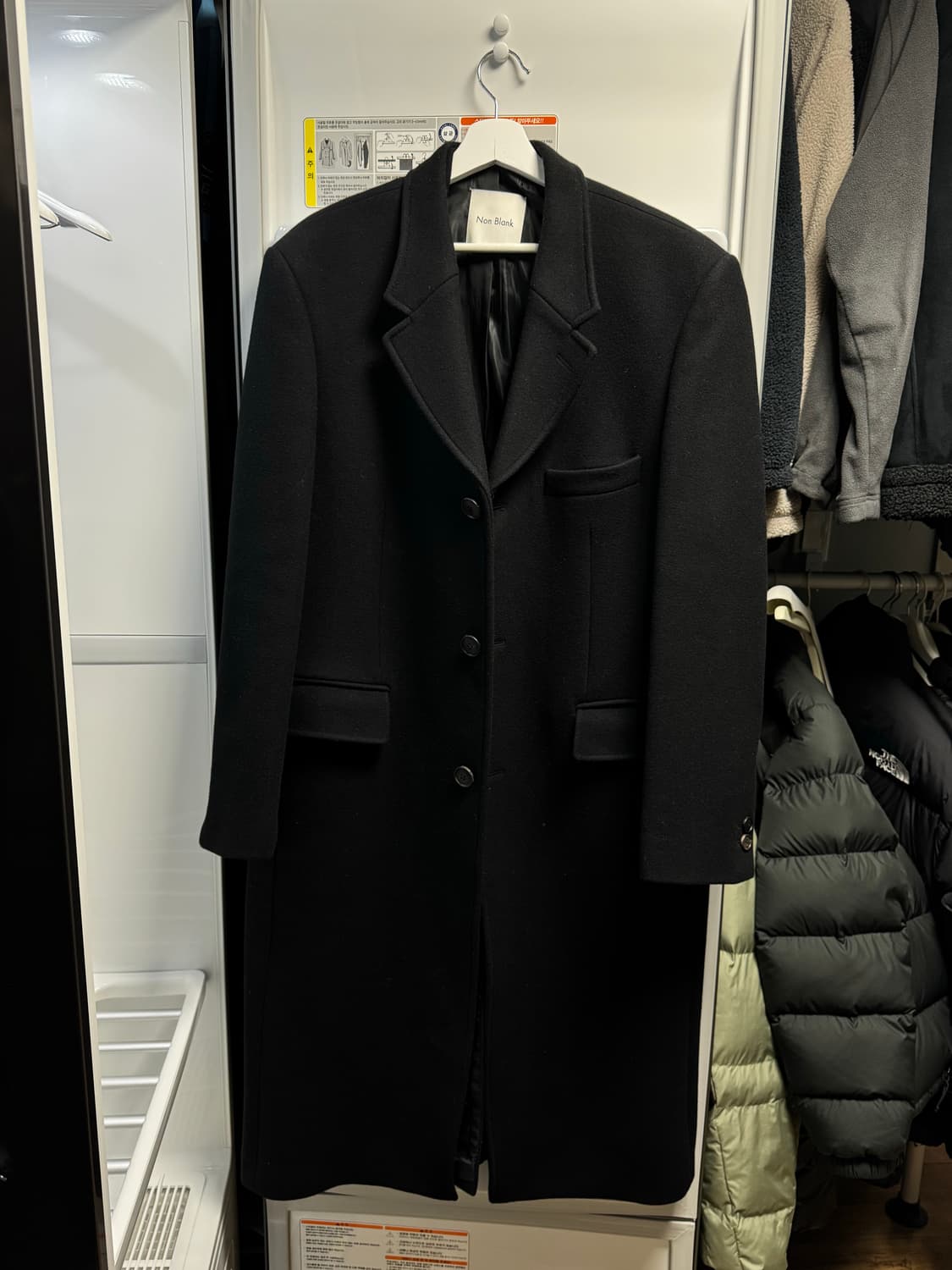 넌블랭크 3버튼 체스터필드 코트 블랙 XL 상품이미지1