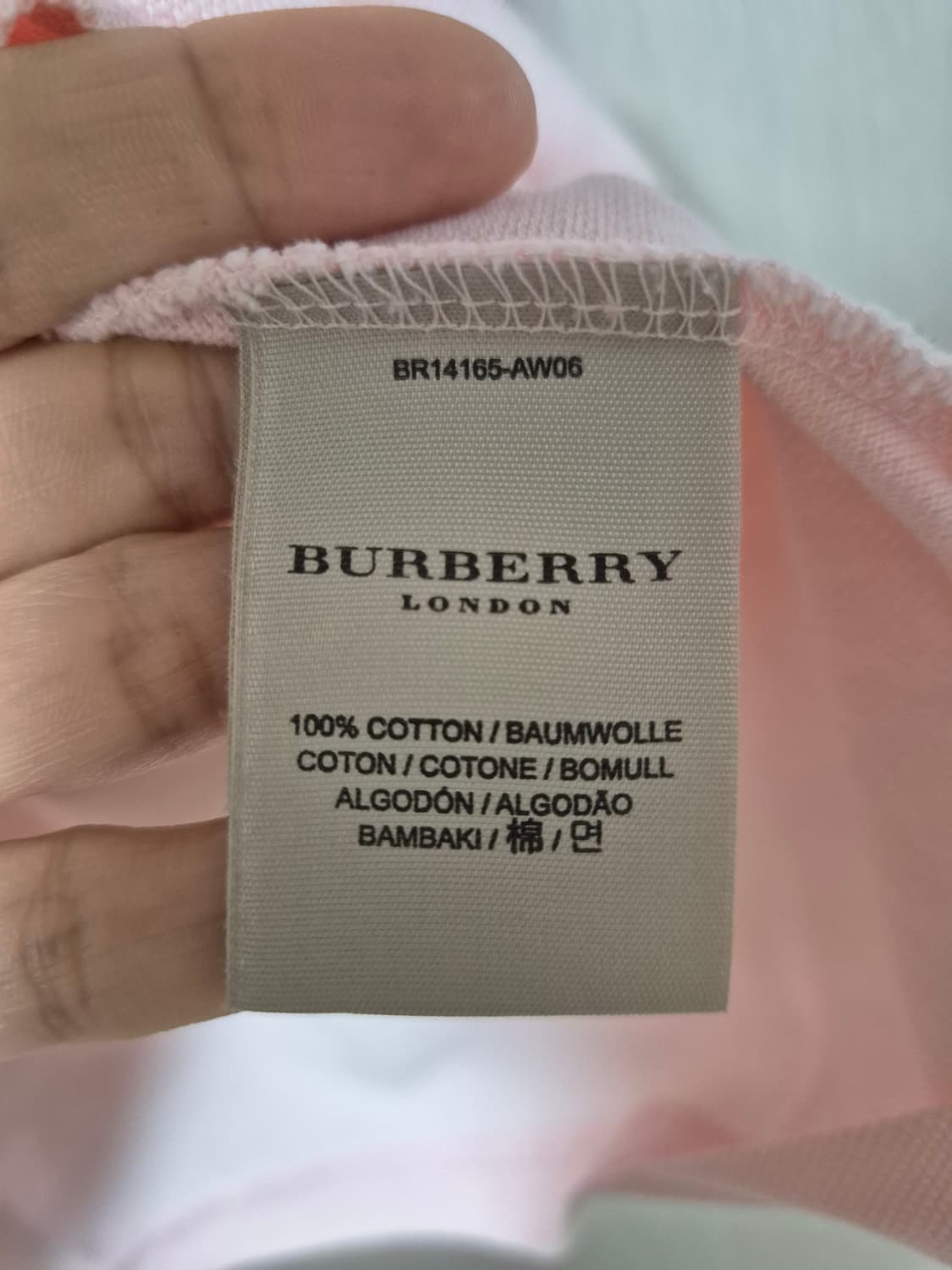 (정품) 버버리 핑크 반팔 카라티 라지 66 상품이미지5