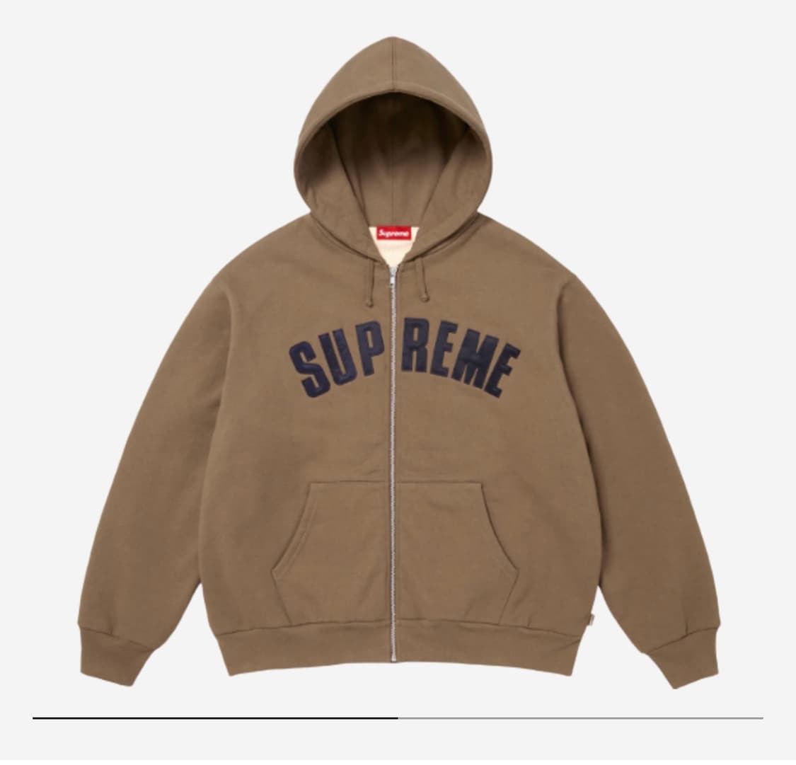 슈프림 아크 써멀 라인드 집업 후드 스웨트셔츠 더스티 브라운 - 25FW 상품이미지1