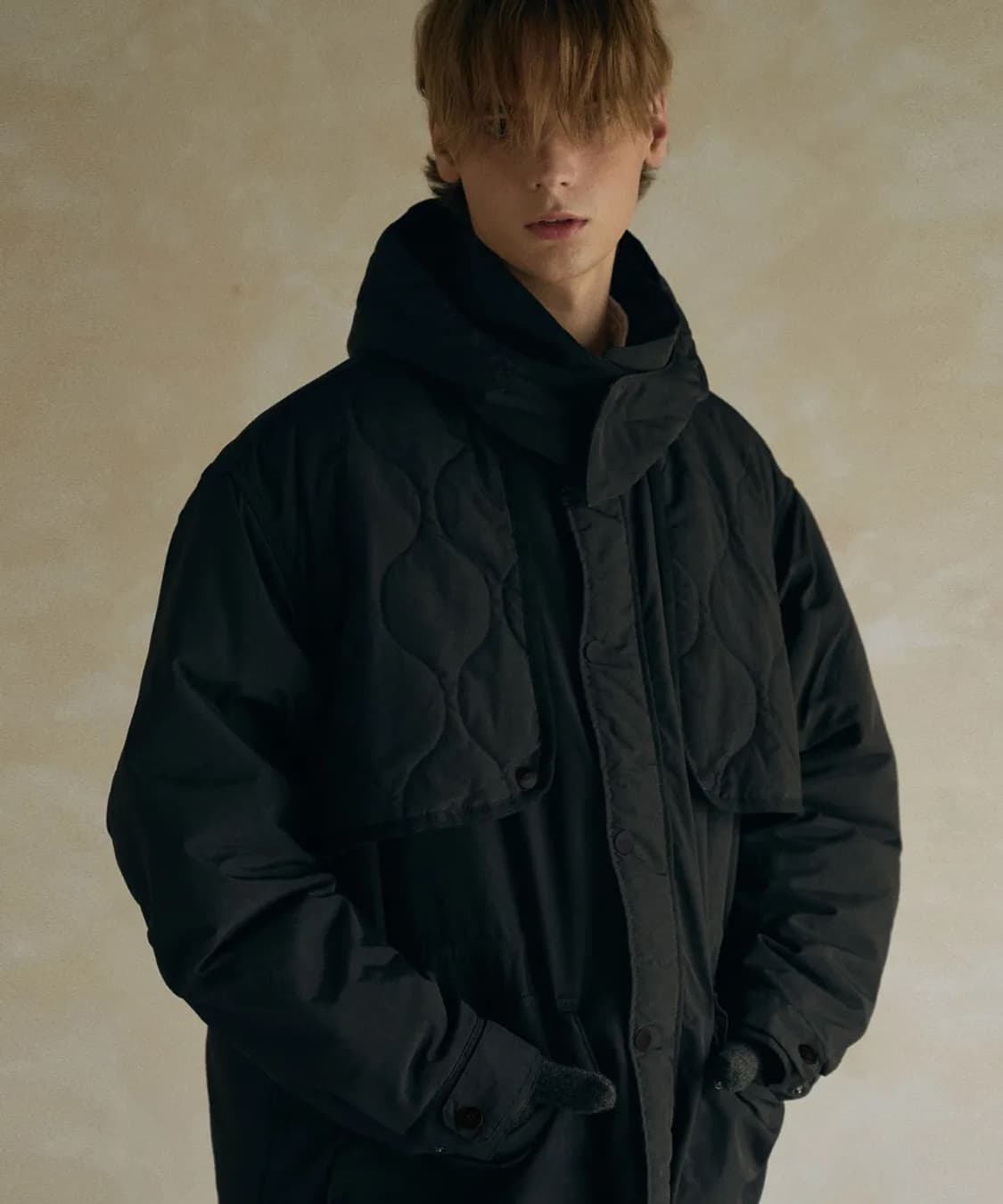 맥우드건 5308 롱기장 블랙 사파리 야상 패딩점퍼 자켓 오버핏 상품이미지2