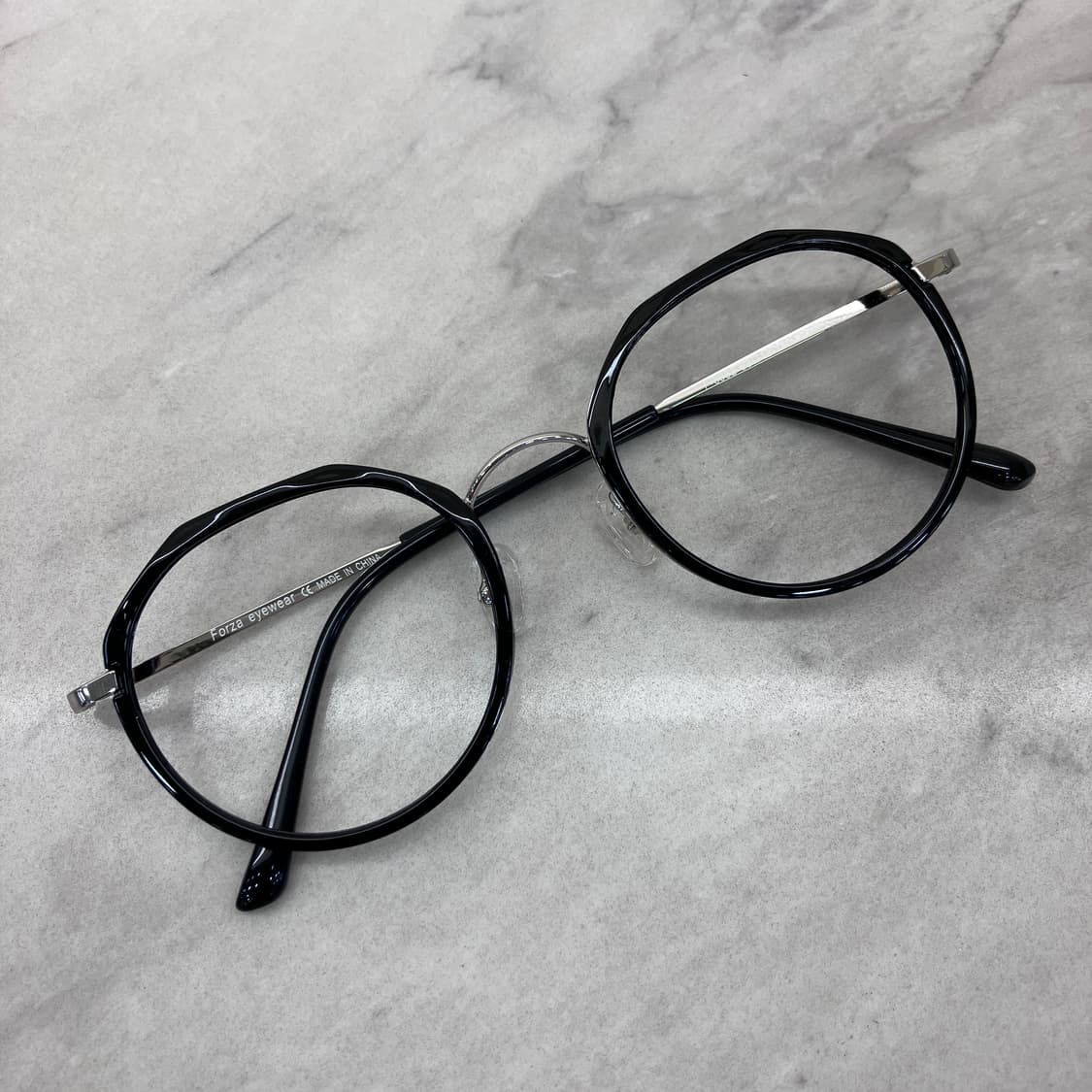 C41 FZ 실버 블랙 라운드 콤비 메탈테 안경 상품이미지1