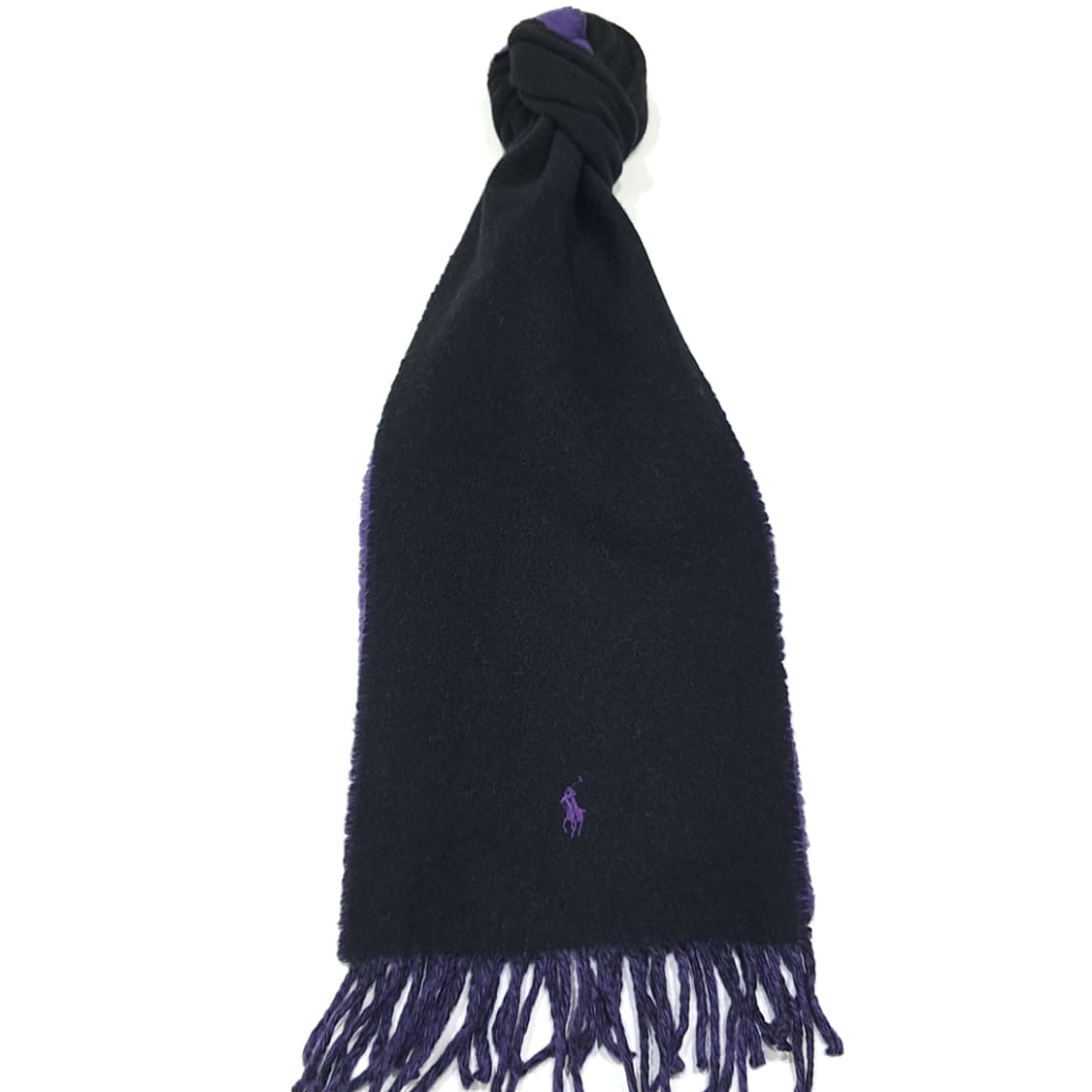 MX386 폴로 랄프로렌 울 혼방 양면 블랙 & 바이올렛 포니 자수 머 상품이미지1