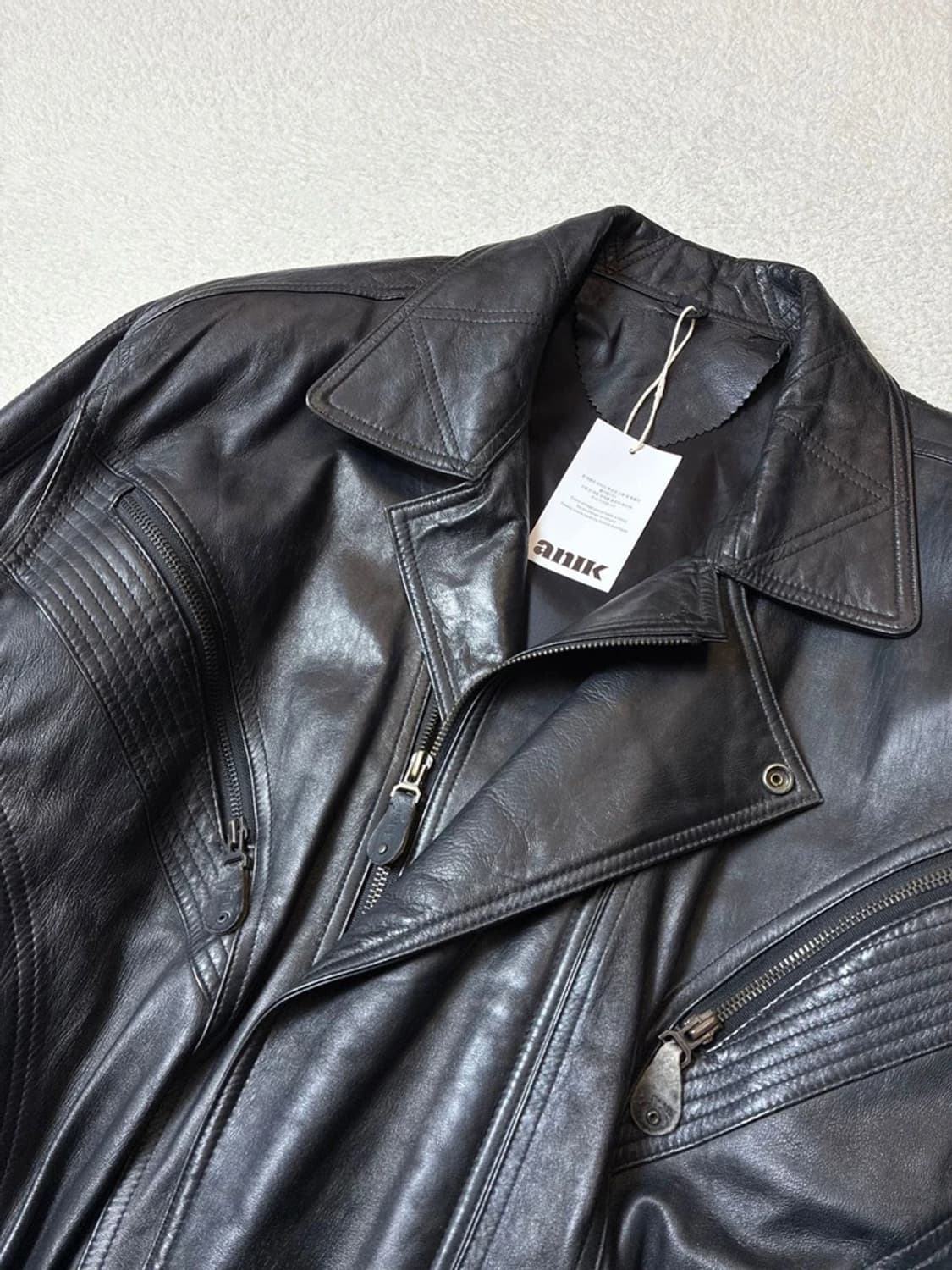 Selectede 90's 100% 양가죽 라이더 블루종자켓 PN6648 상품이미지3