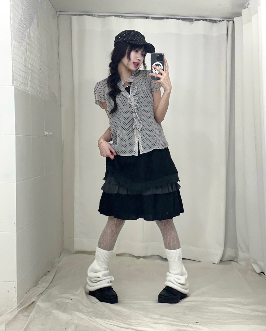 빈티지 모리걸 도트 레이어드 세트 하구미 일괄 판매 급처 상품이미지1