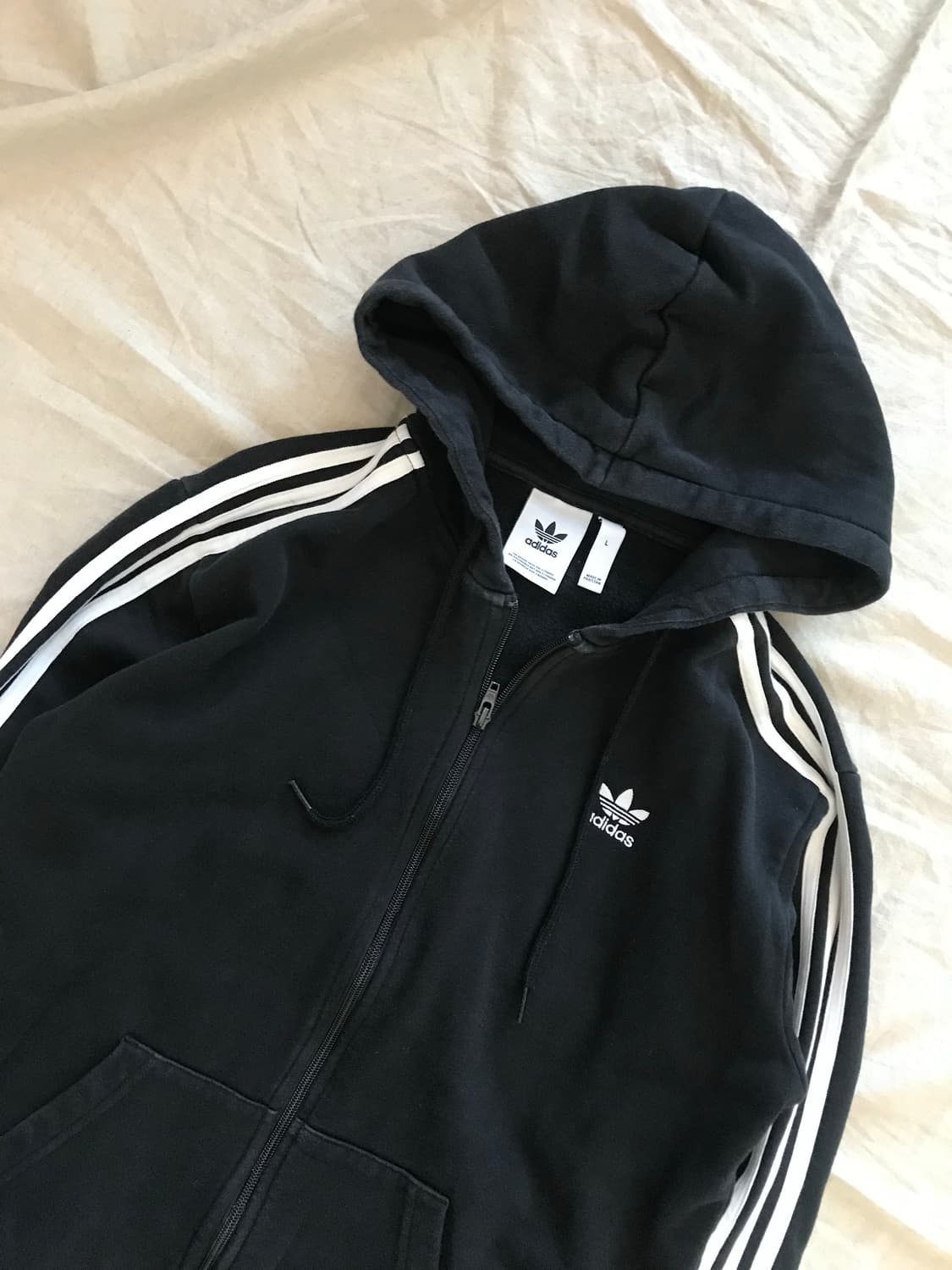 아디다스 파이어버드 트레포일 사이드라인 블랙 후드집업 상품이미지7