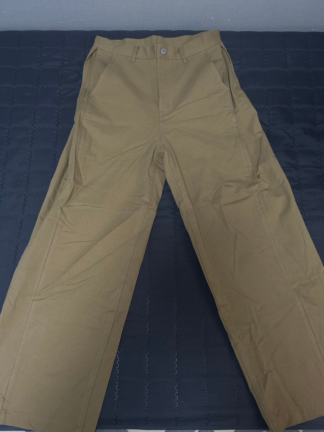 스냅버튼 와이드 코튼 팬츠 베이지 상품이미지1