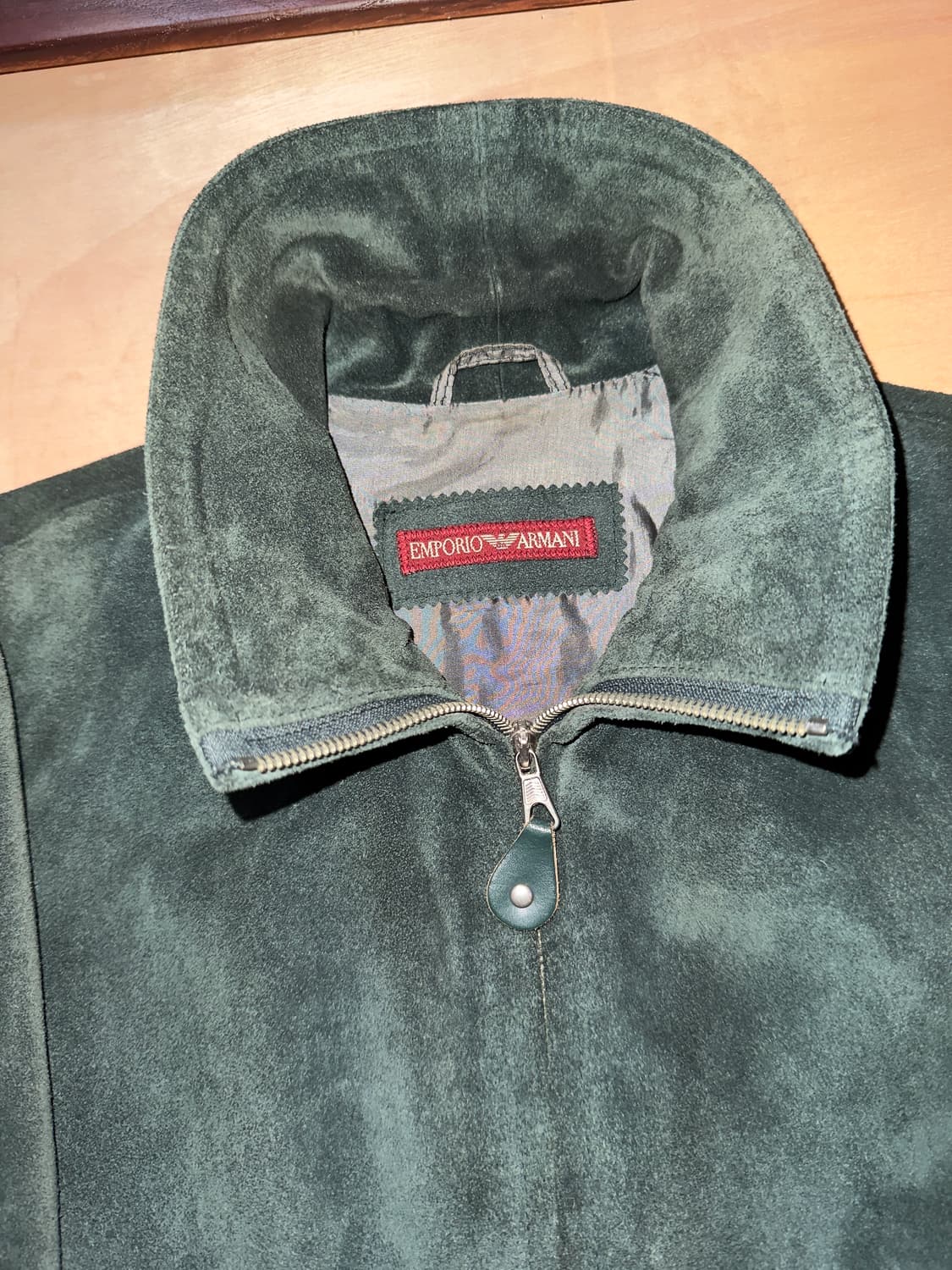 90s Emporio Armani green suede jacket 상품이미지3
