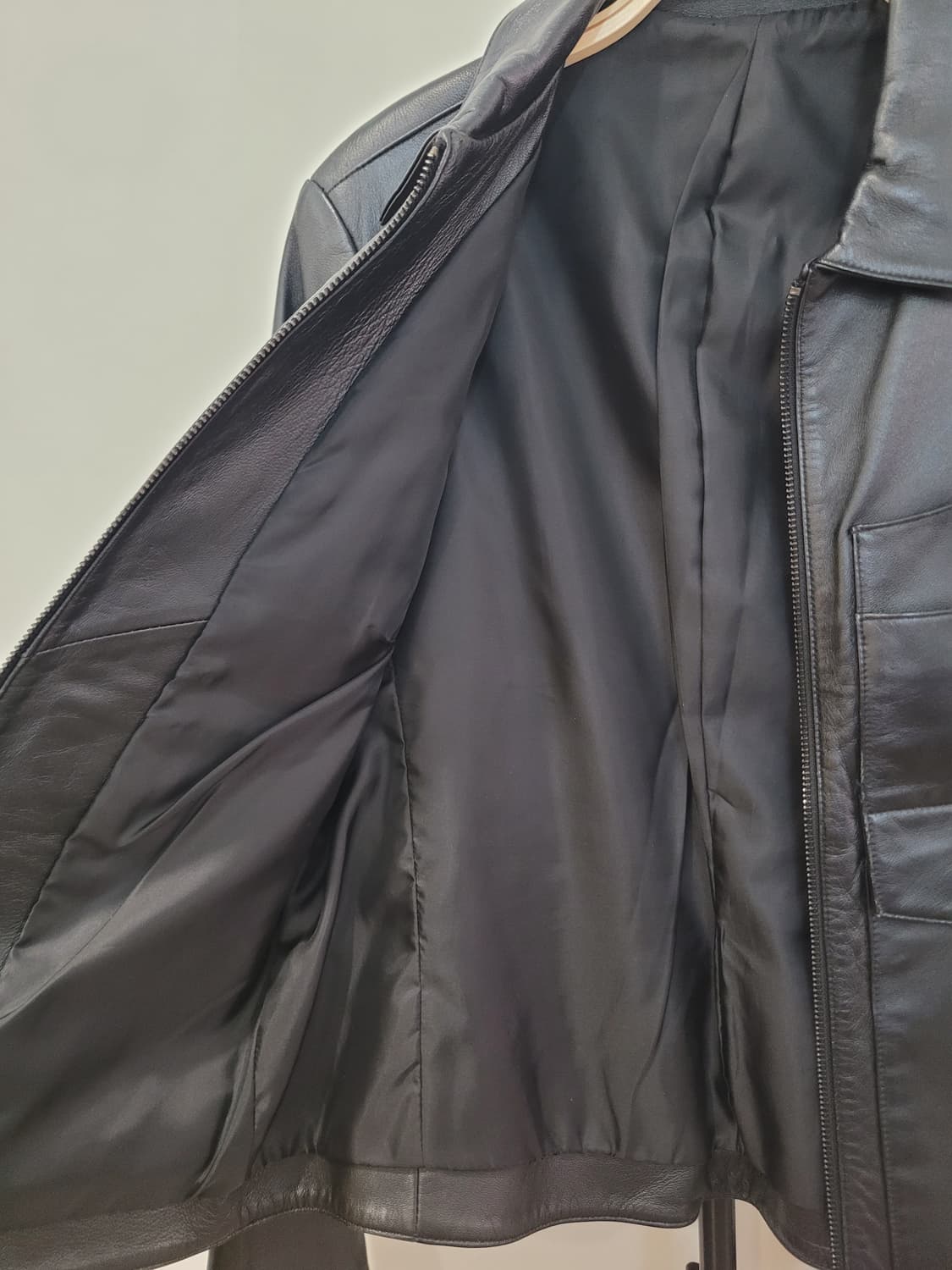 일본 빈티지 블랙 레더 자켓 집업 가죽 점퍼 55사이즈 상품이미지5