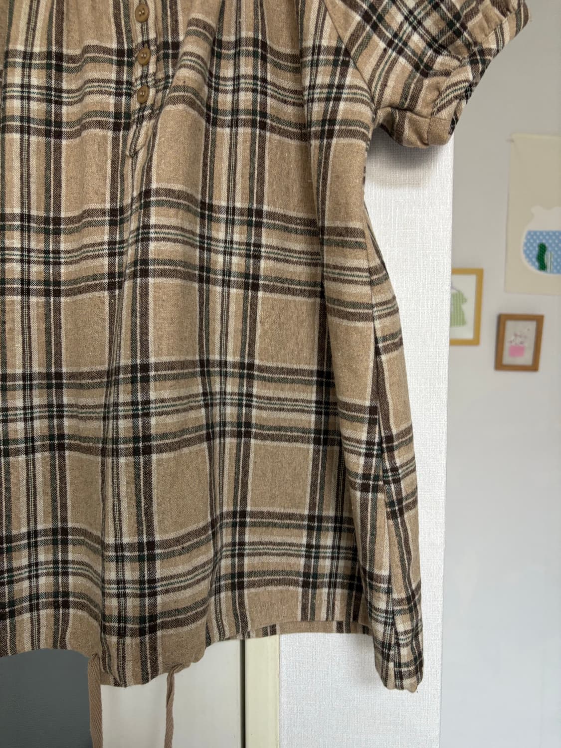 베이지 체크 울 블라우스 상품이미지6