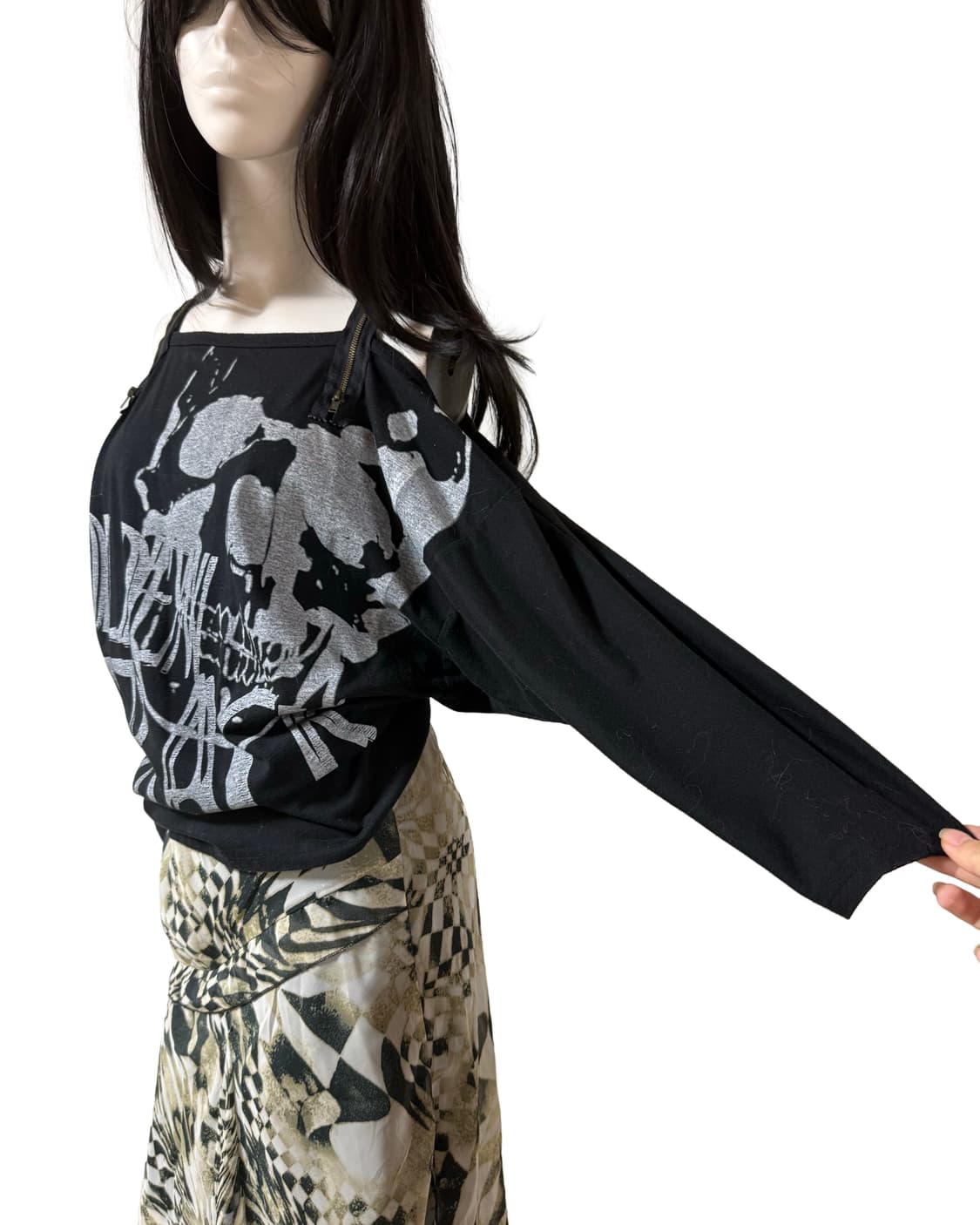 빈티지 Y2k 펑크 오프숄더 스쿨 탑 상품이미지4