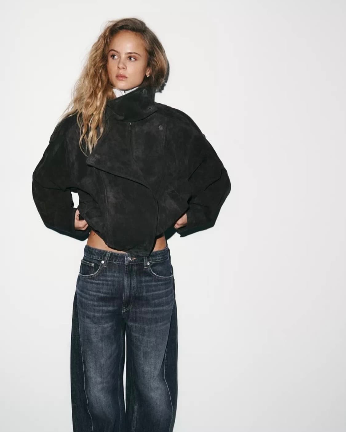 [S]Zara 생로랑 스웨이드 가죽 바이커 자켓 상품이미지1