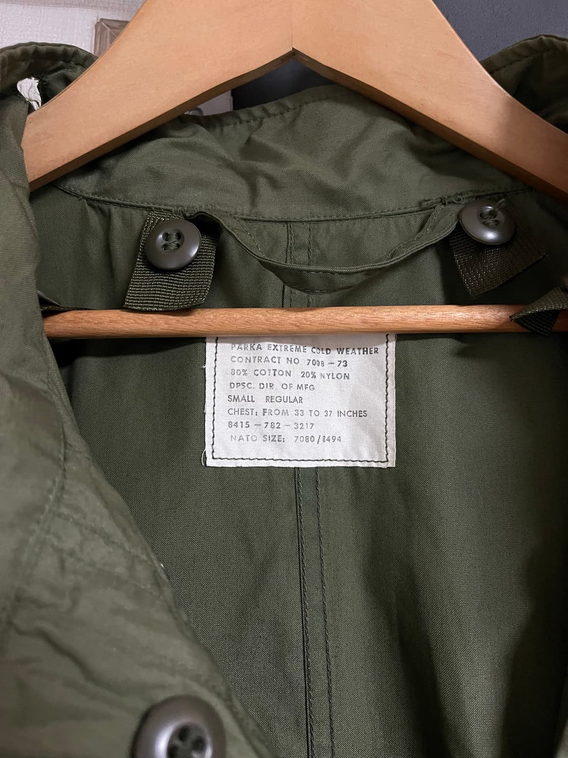 M65 피쉬테일 파카 오리지널 개파카 S 데드스탁 풀세트 상품이미지4