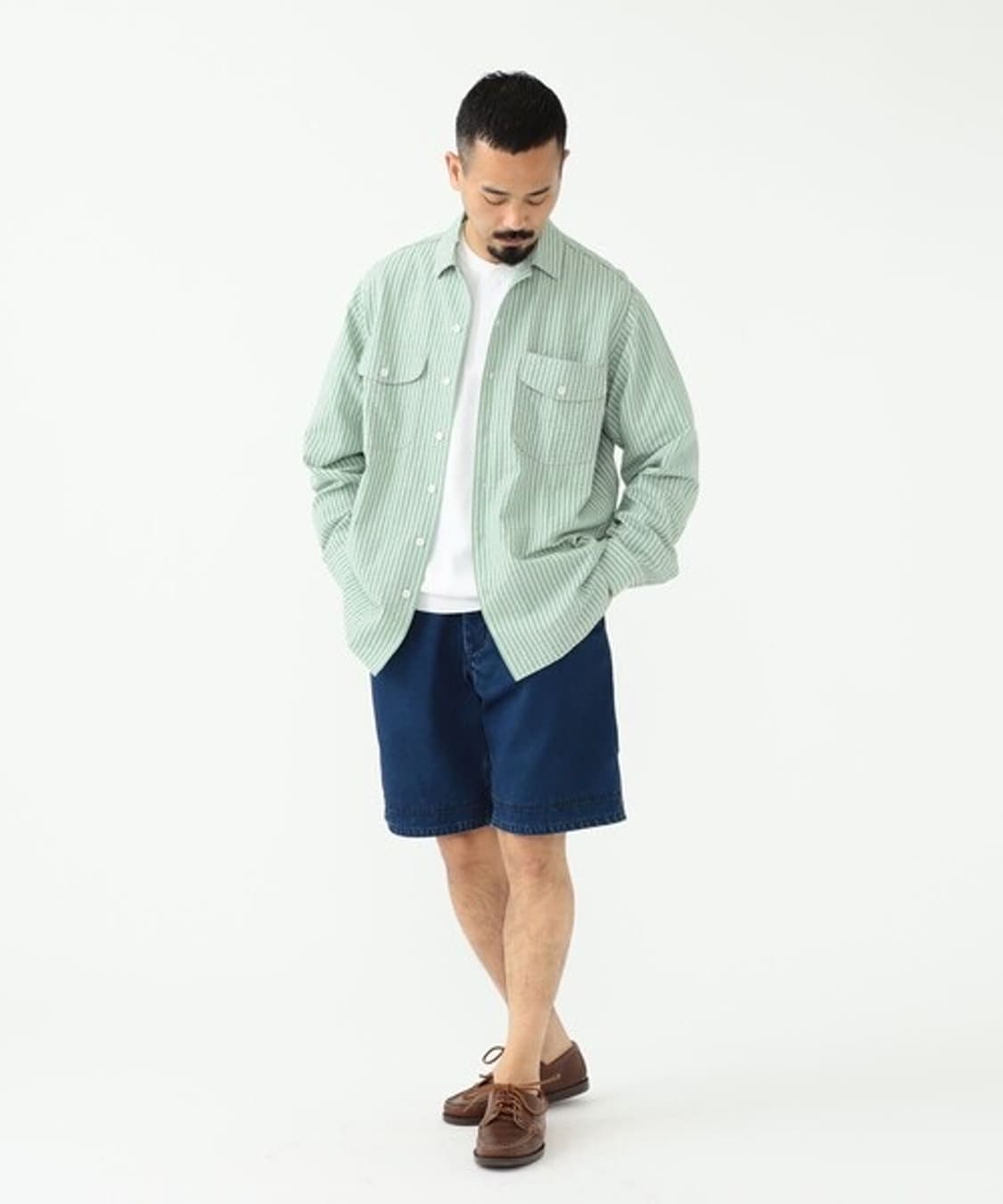 빔즈플러스 시어서커 스트라이프 워크 셔츠 상품이미지2