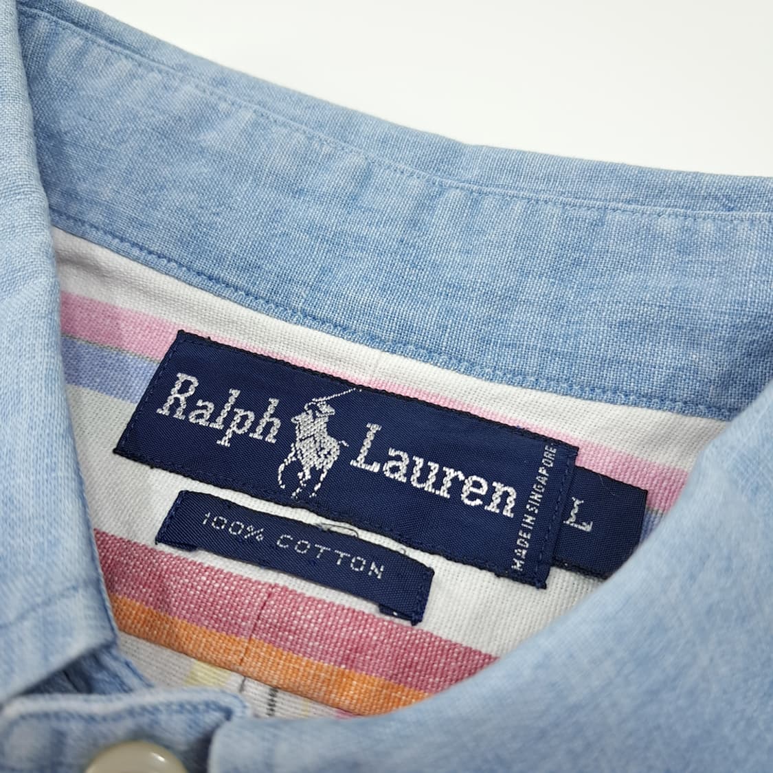 CL916 L 폴로 80s 싱가포르판 멀티스트라이프 샴브레이 셔츠 남방 상품이미지3