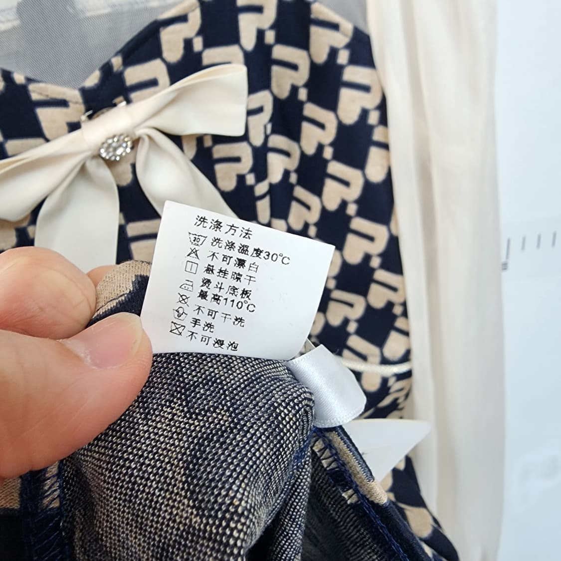 패턴 리본 블라우스 레이어드 원피스 상품이미지9