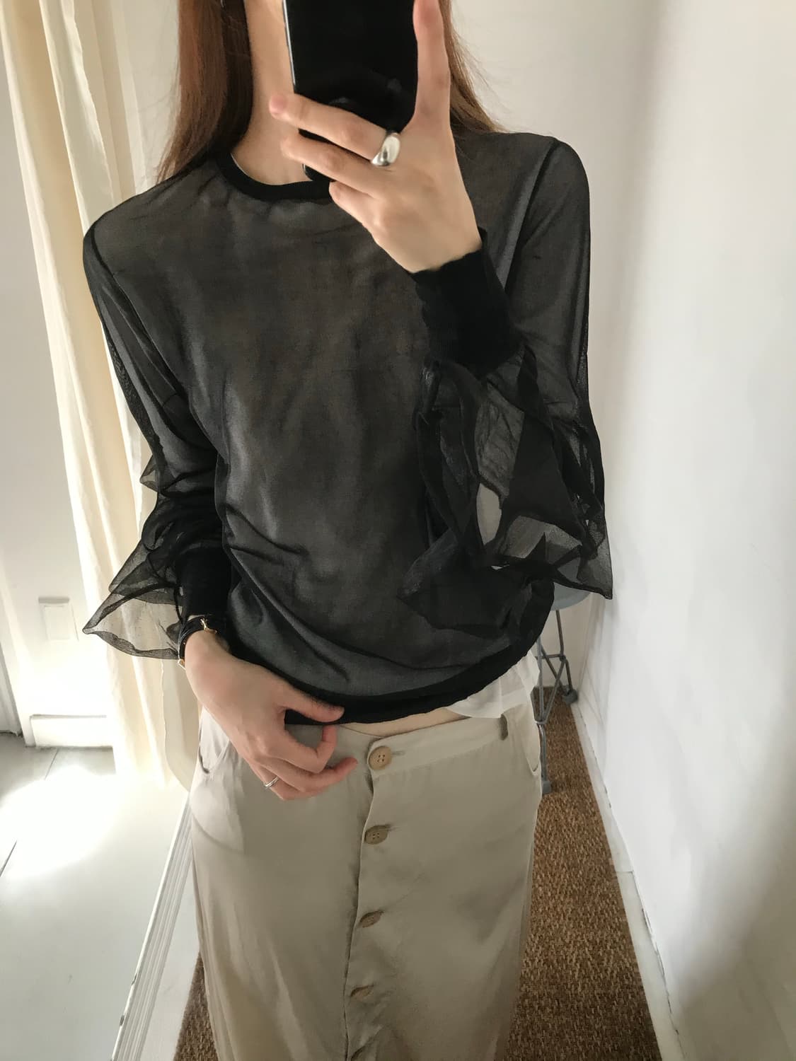 sheer frill top 상품이미지5