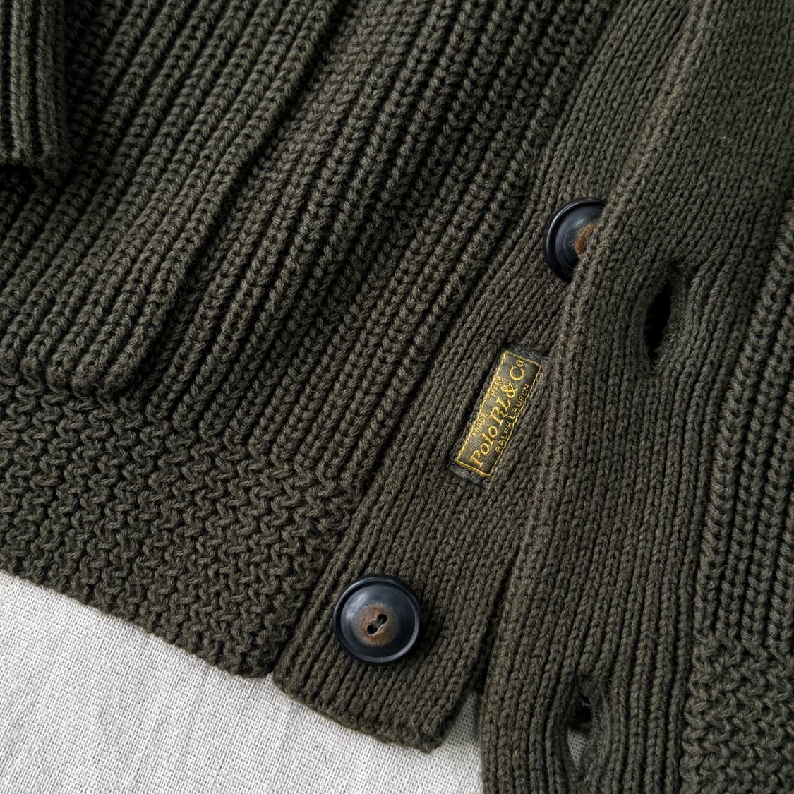 폴로랄프로렌 카키 숄카라 가디건 M 상품이미지4