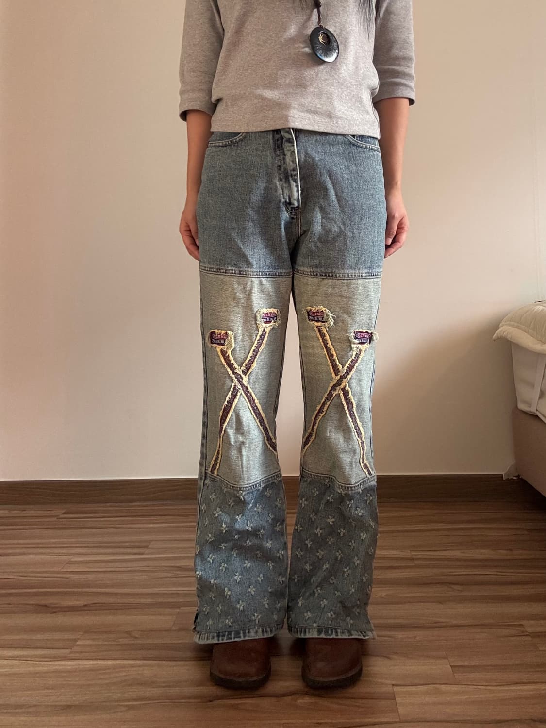 데님 자수 부츠컷 팬츠 상품이미지5