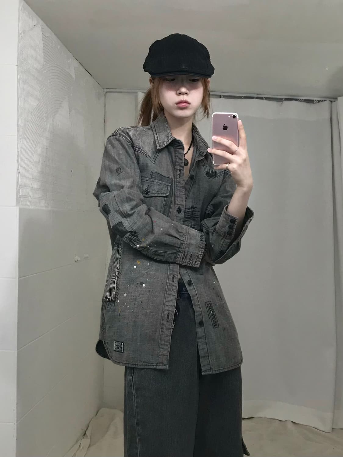 네이버후드 그런지 스티치 흑청 셔츠 자켓 상품이미지3