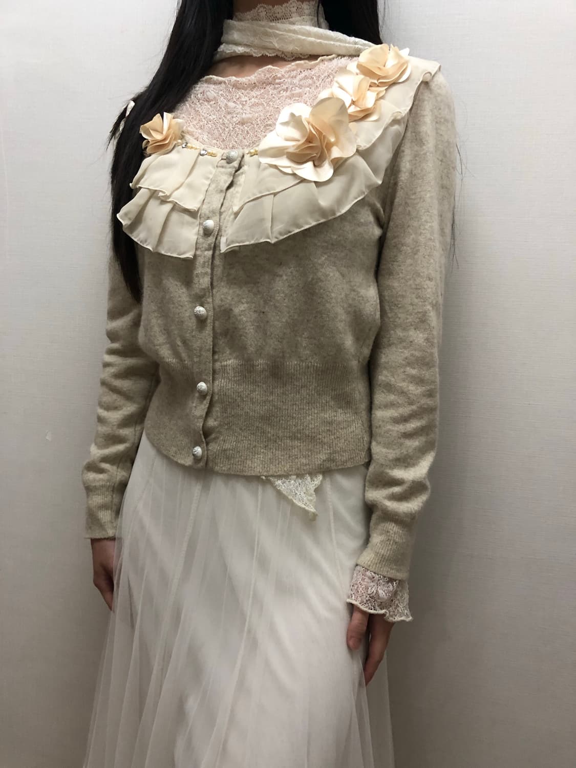 빈티지 아이보리 러플 가디건 상품이미지2