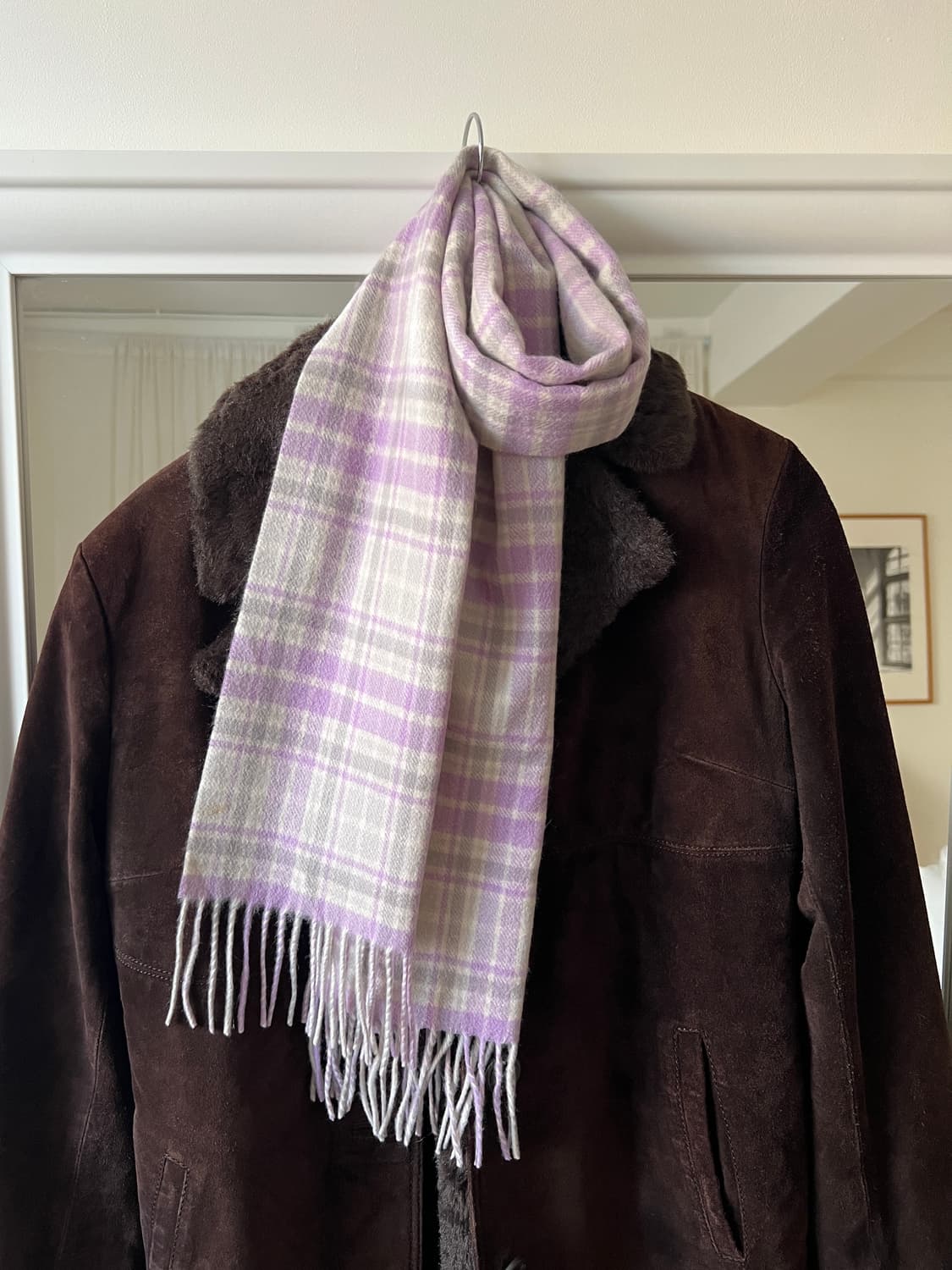 라벤더 체크 캐시미어 머플러 상품이미지2