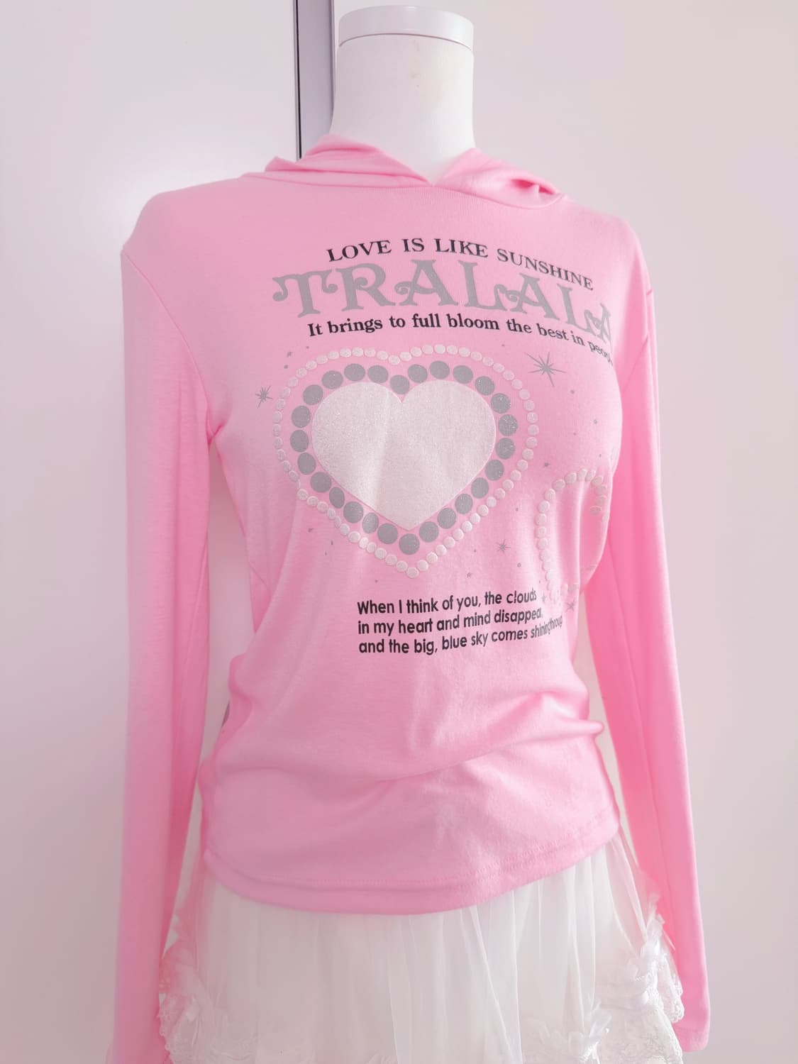 Tralala 트랄랄라 딸기우유 핑크 후드티셔츠 히메갸루 양산형  상품이미지2