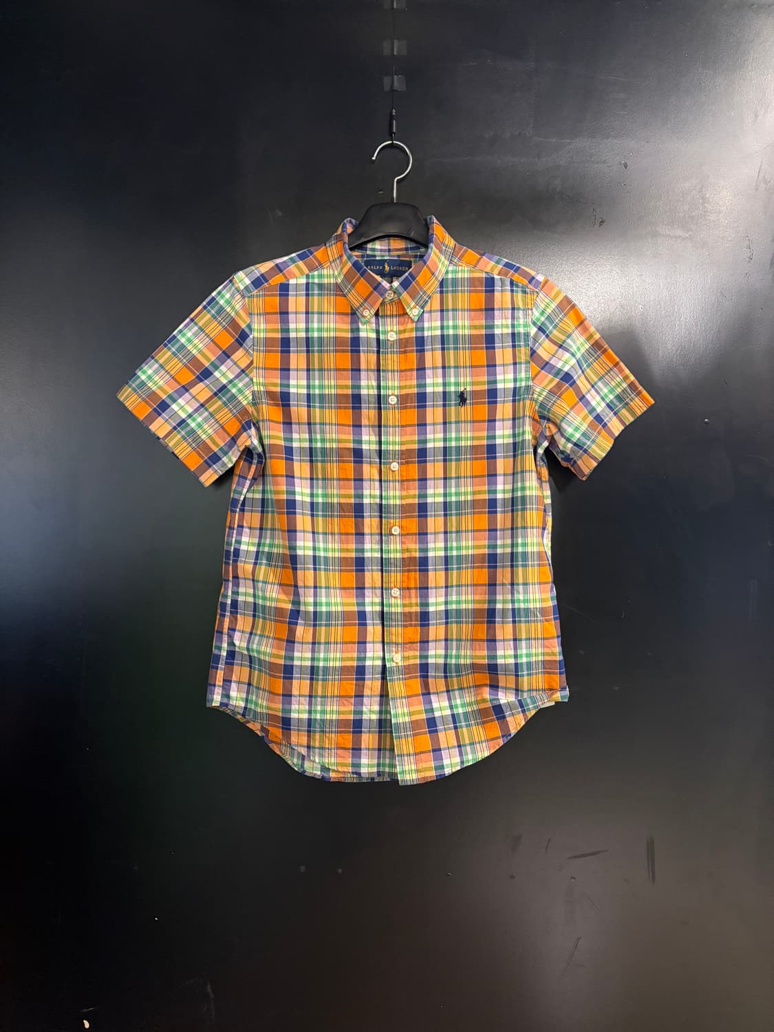 폴로 체크 반팔셔츠 오렌지 상품이미지1