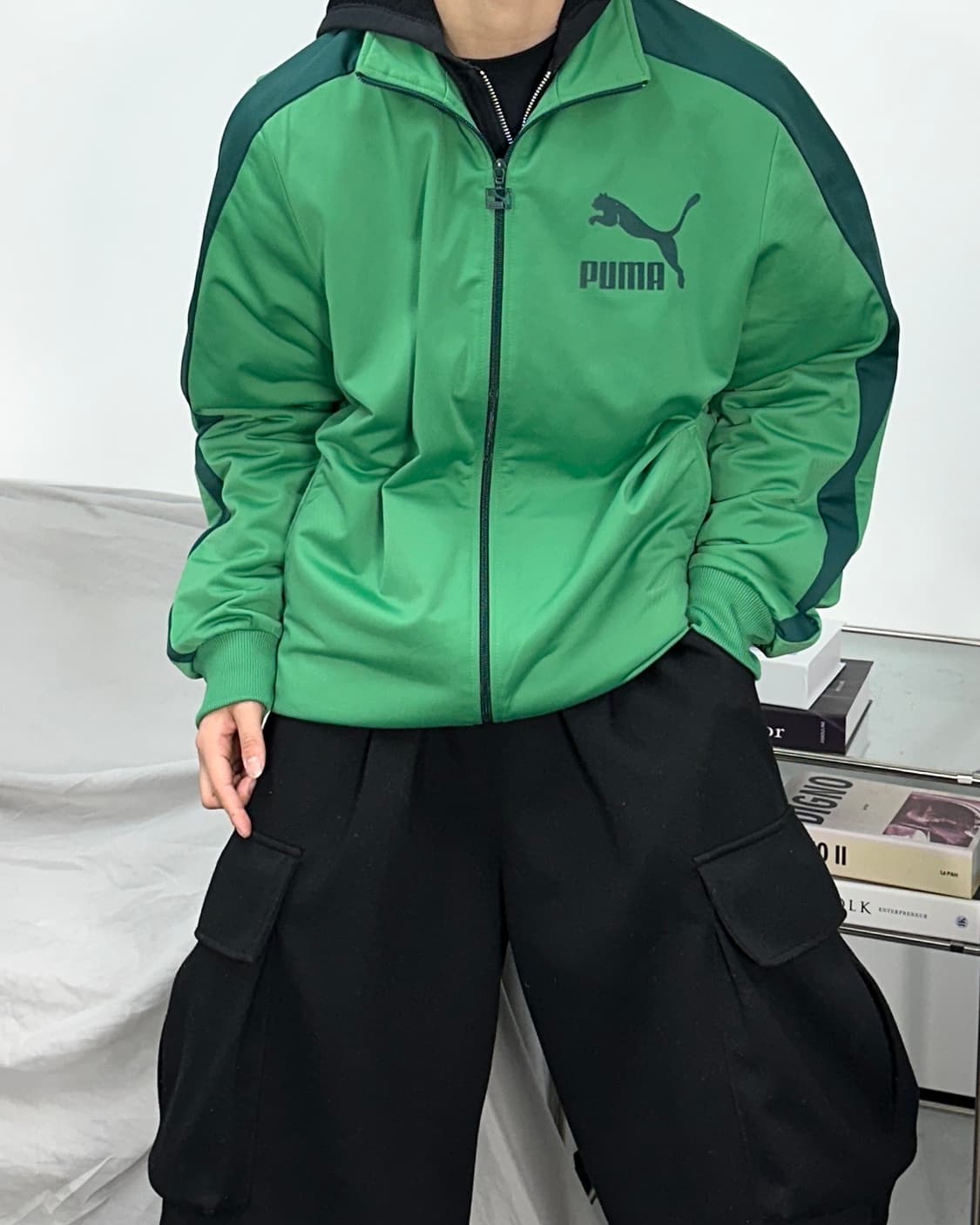 푸마 그린 올드스쿨 사이드라인 트랙탑 져지 L 상품이미지2