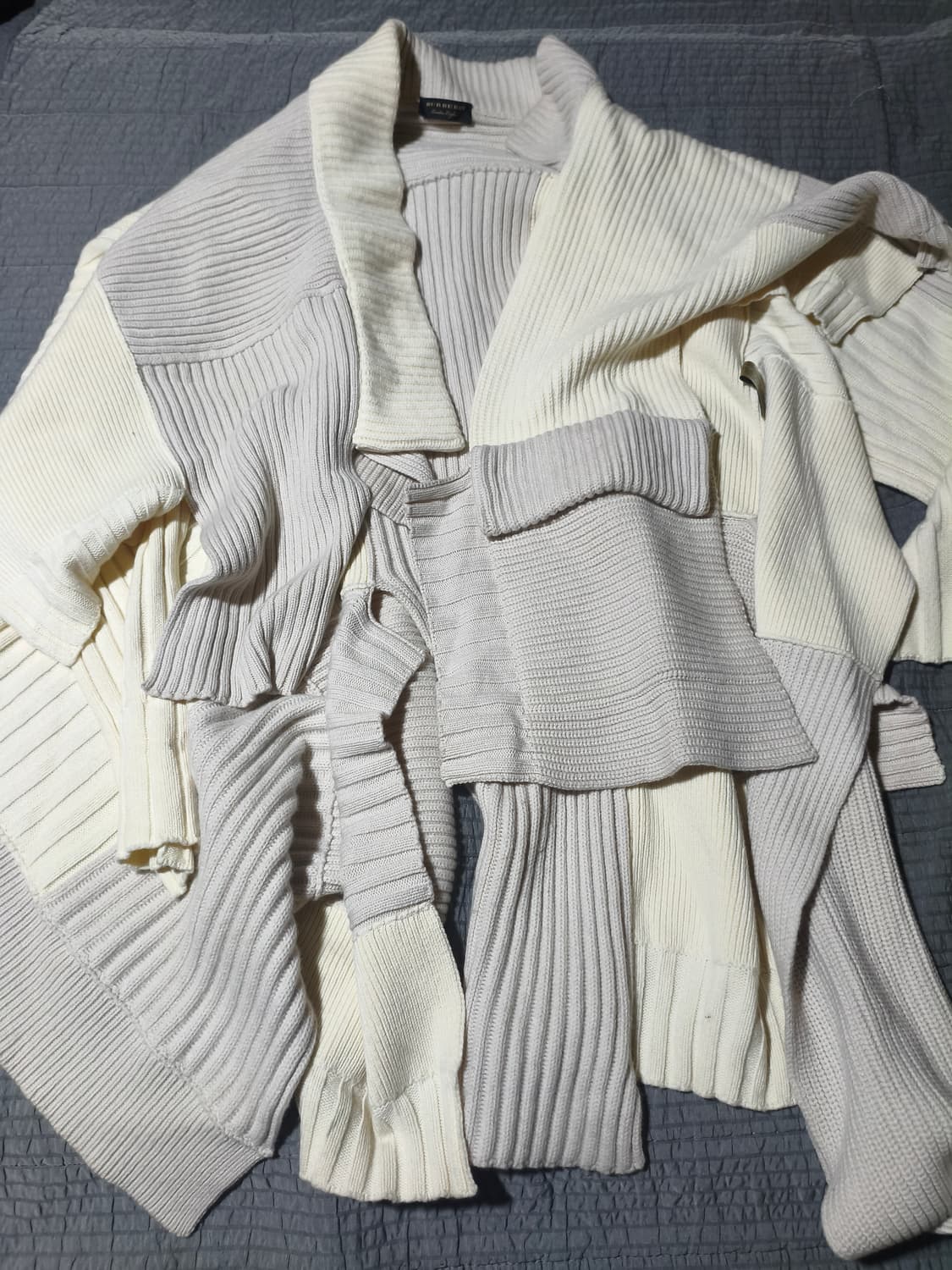 버버리 패치워크 니트 판초 숄  가디건 상품이미지1