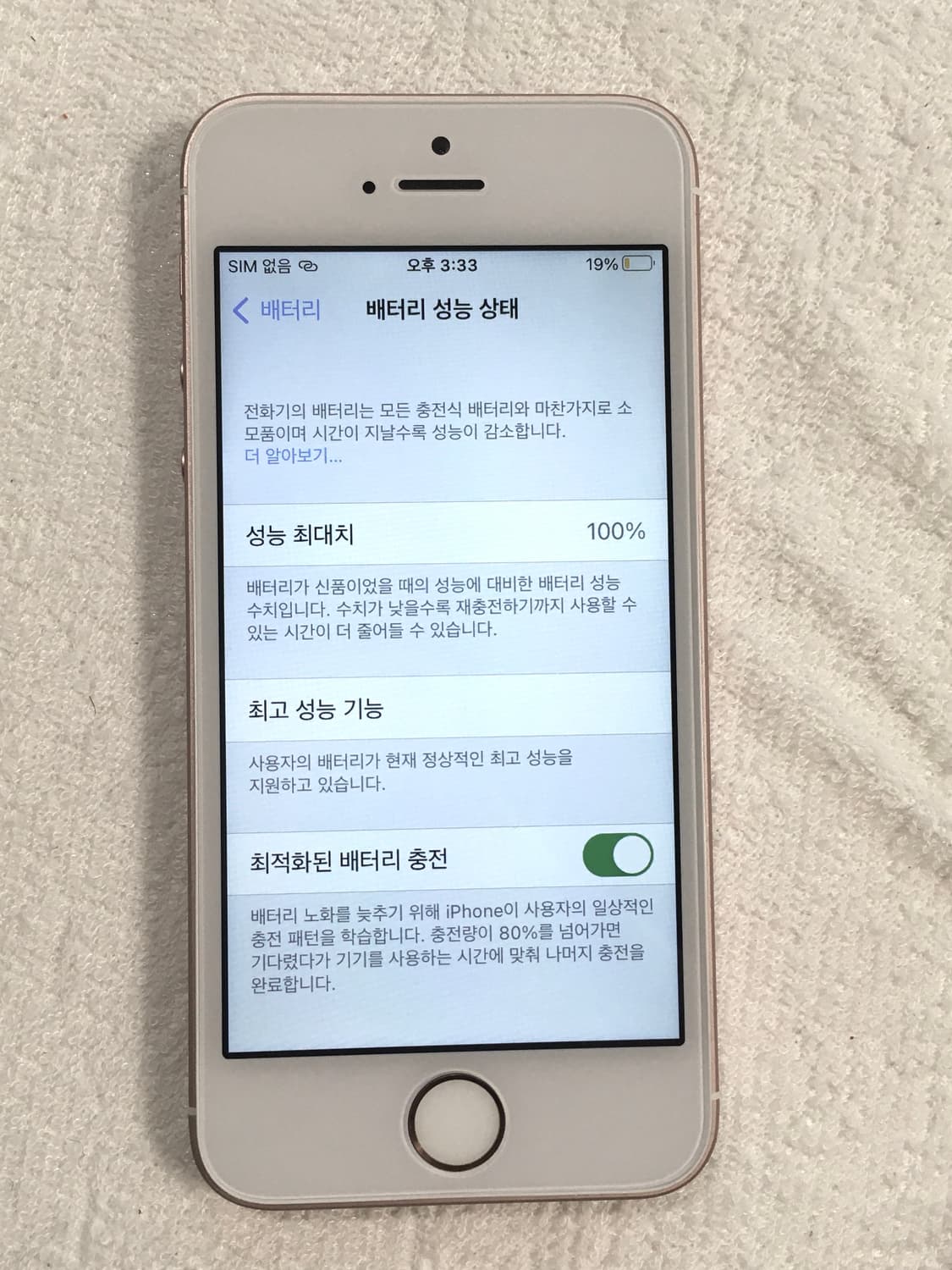 아이폰 se1 로즈골드 64기가 배터리 100 상품이미지3