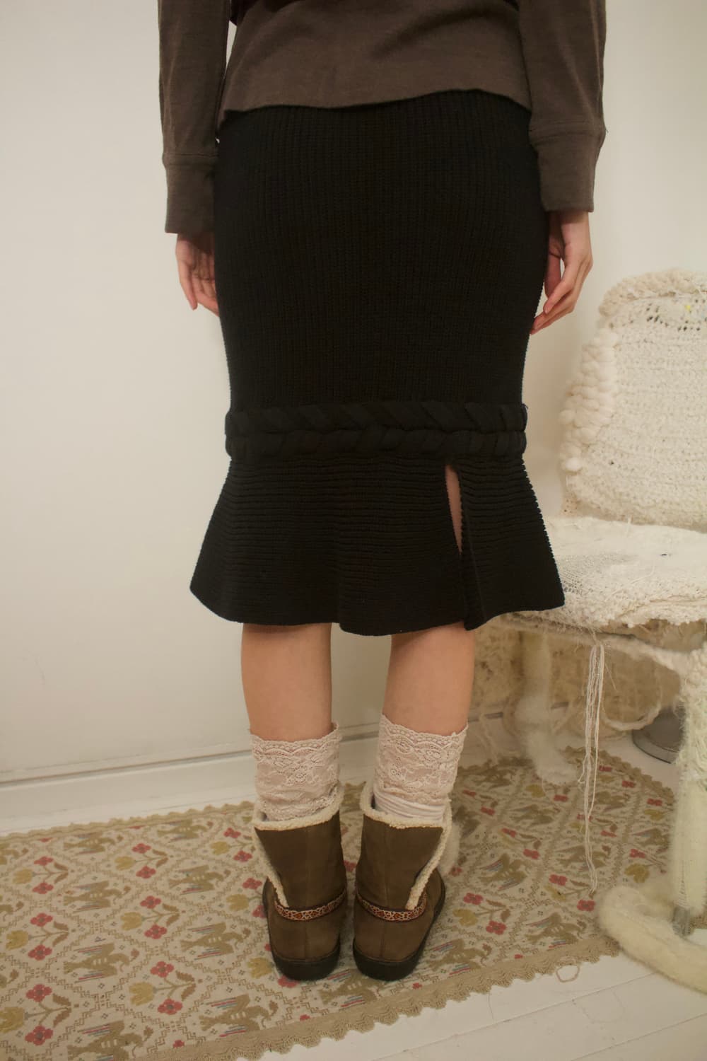 cotton knit ribbed flare skirt 상품이미지6