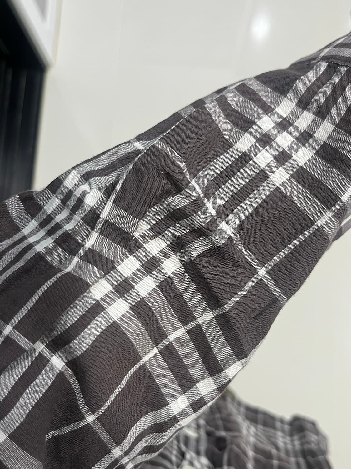 빈티지 브라운 체크 레이어드 셔츠 원피스 상품이미지3