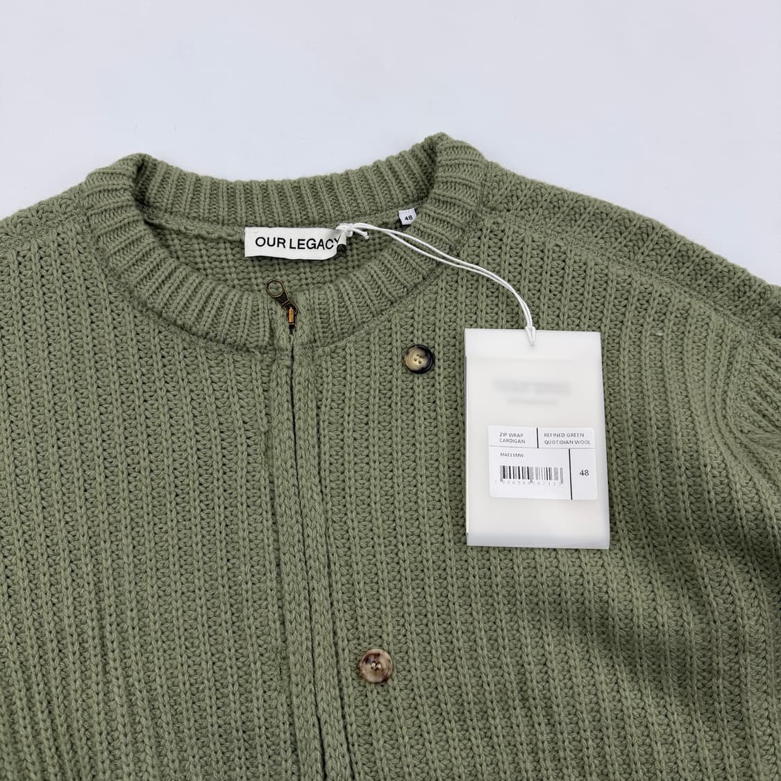 아워레가시 집업 랩 가디건 리파인드 그린 쿼티디안 울 48 상품이미지4