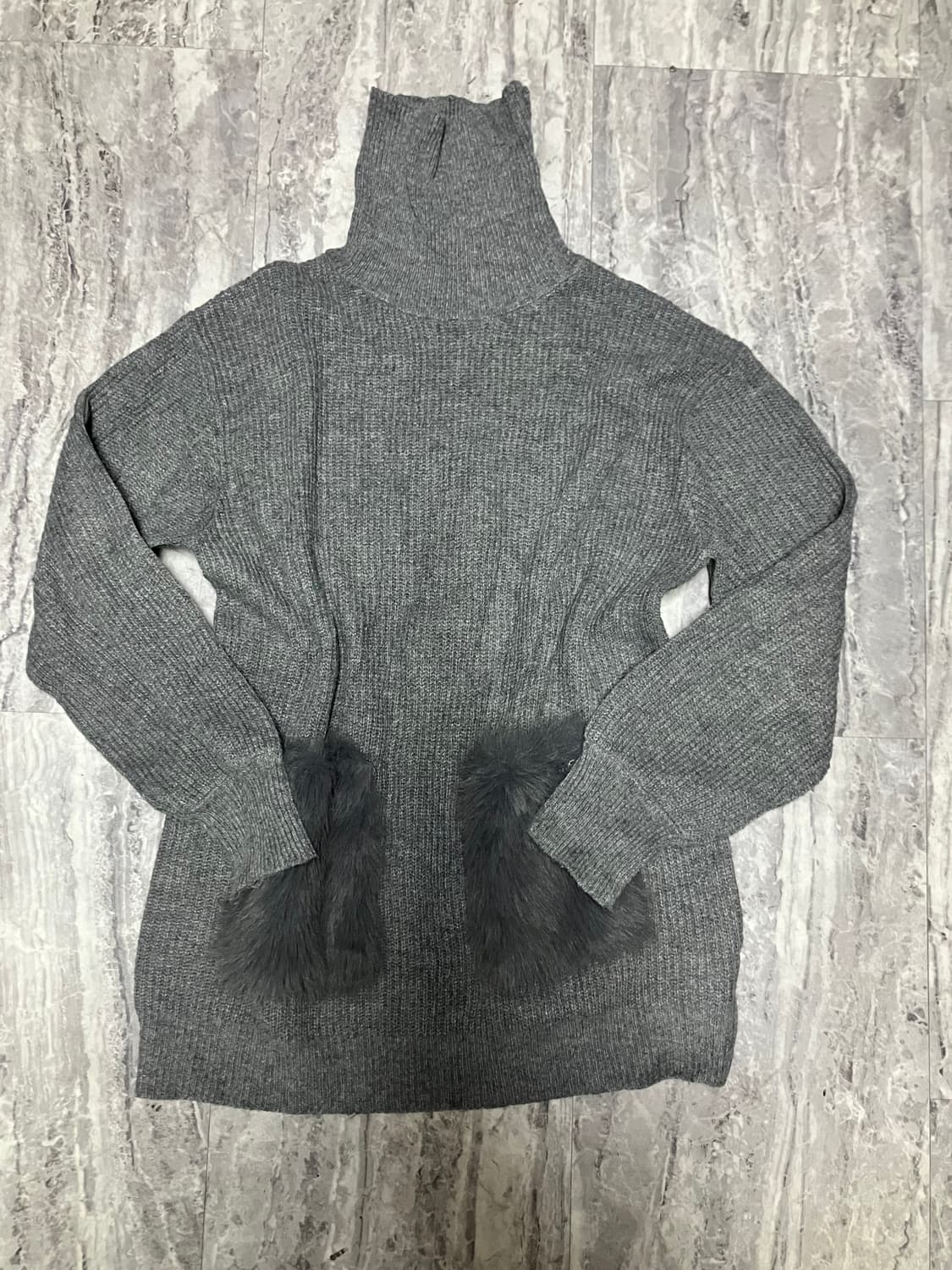 일본빈티지 Grl 올드스쿨보헤미안 할메카지갸루 털주머니 폴라티셔츠 상품이미지1