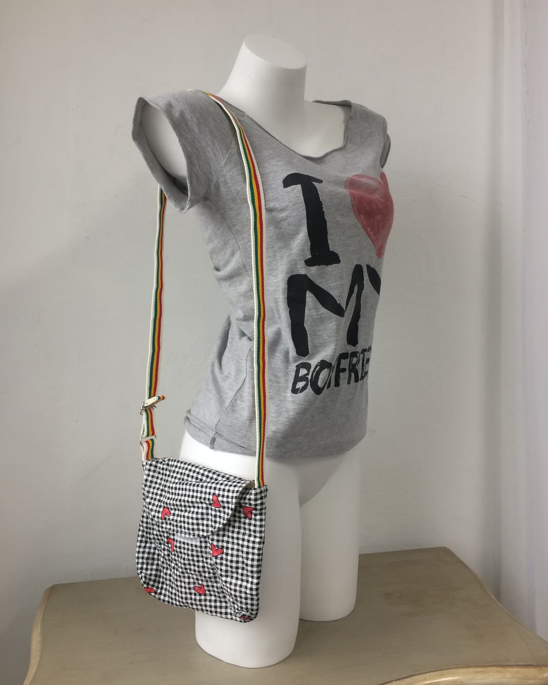 check heart mixed pattern cross bag 상품이미지5