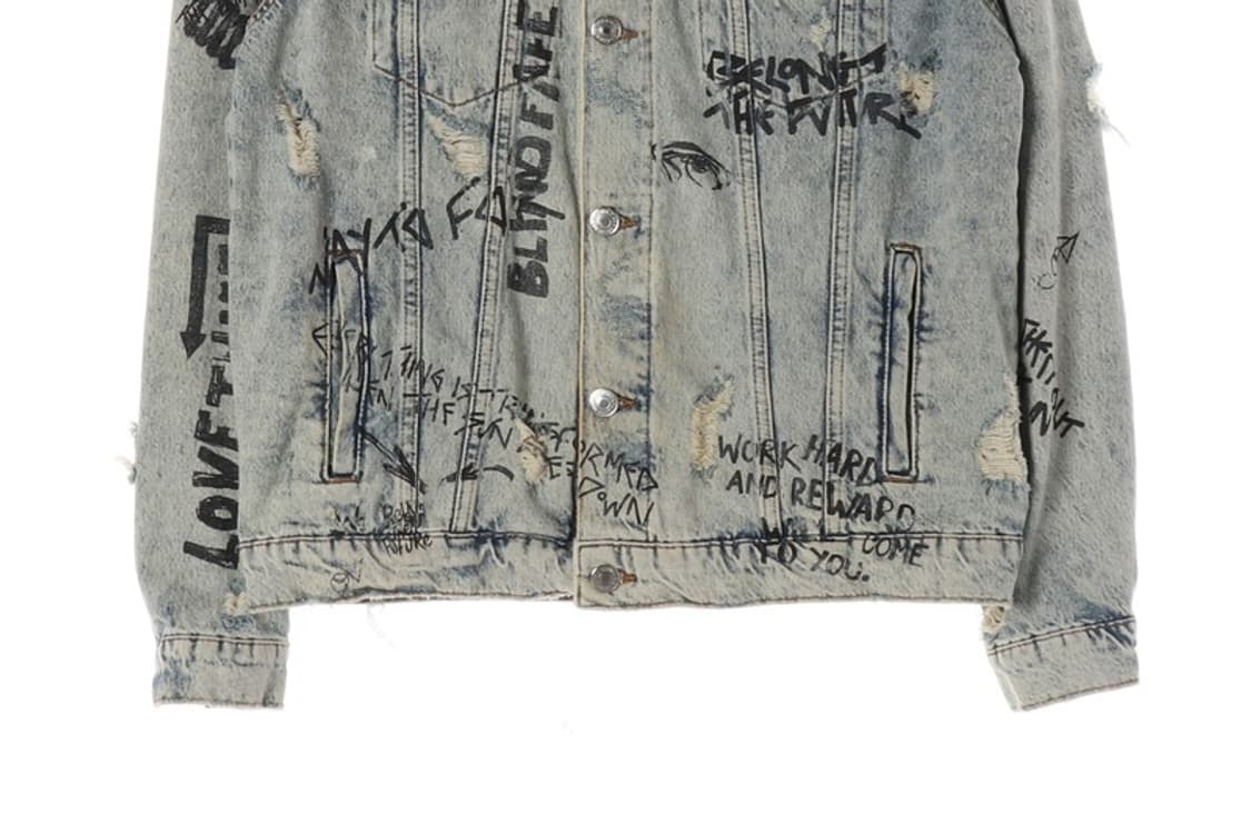 ZARA 빈티지 워싱 그래피티 데님 자켓 L 상품이미지4