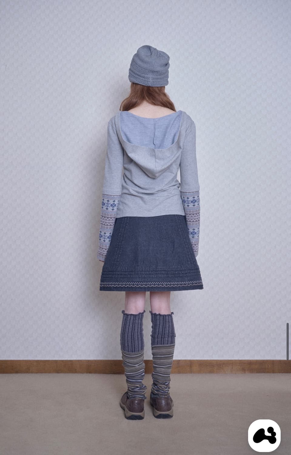 허그유어스킨) Knitted Panel Sleeve Hoodie GR F 상품이미지3