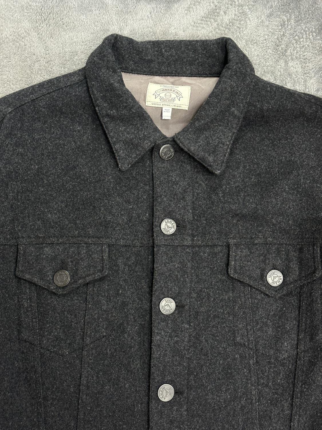 90s Armani jeans 울 트러커 자켓 XL 상품이미지3