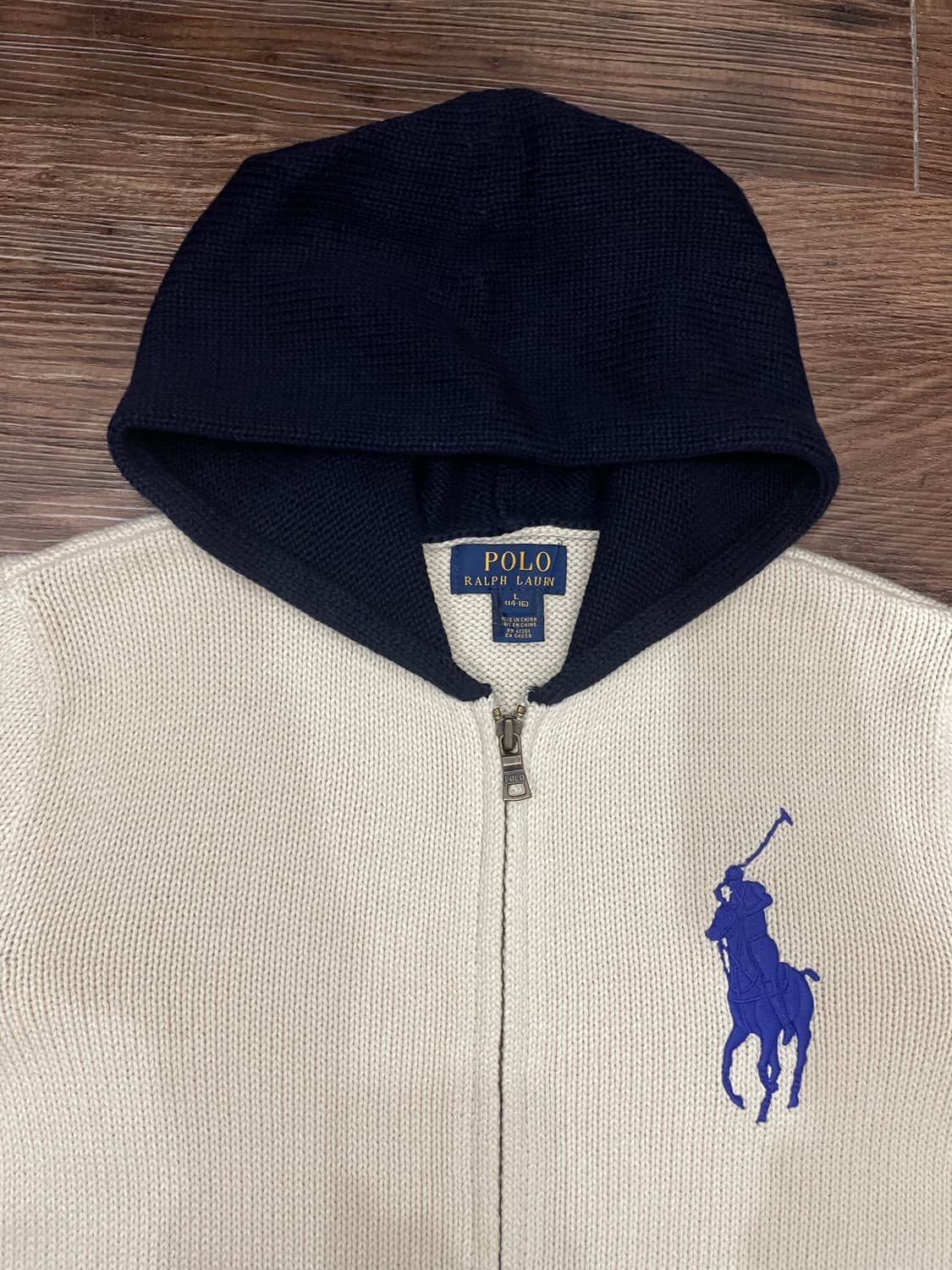 폴로 빅포니 코튼 니트 후드 집업 자켓 상품이미지2