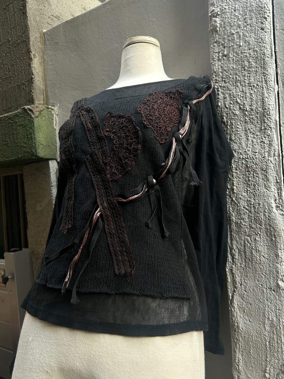 2000s 블랙 니혼진&오리엔탈 로프 롱슬리브 상품이미지2