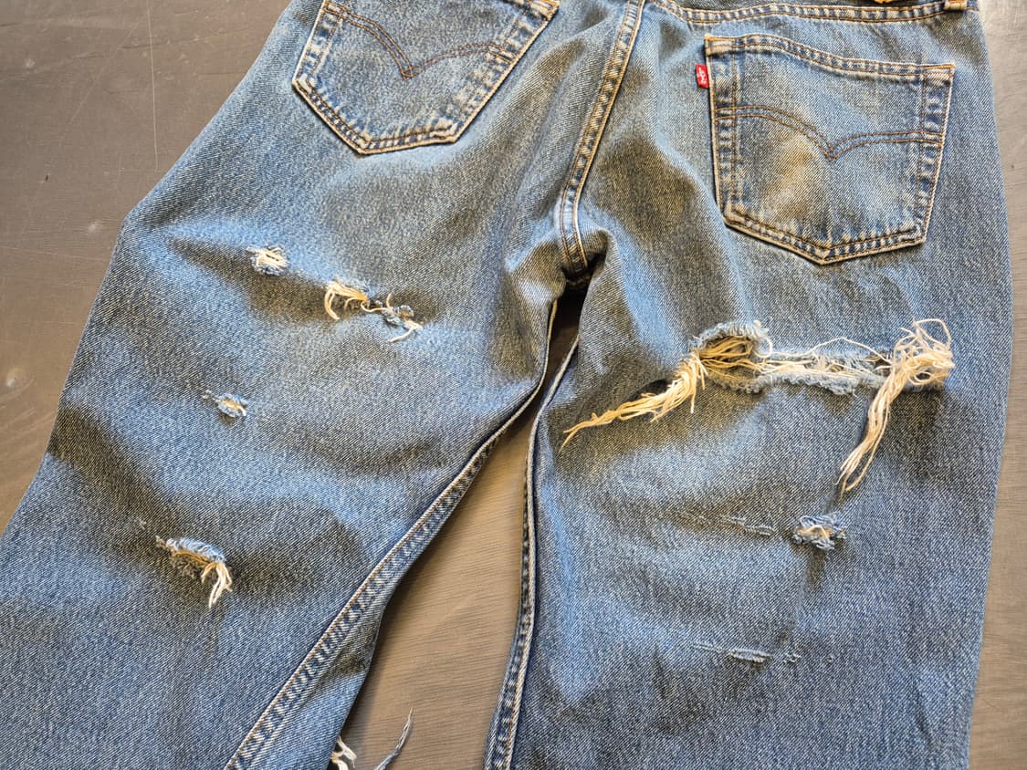 00s 리바이스501 하드 디스트레스드 데님 팬츠 상품이미지4